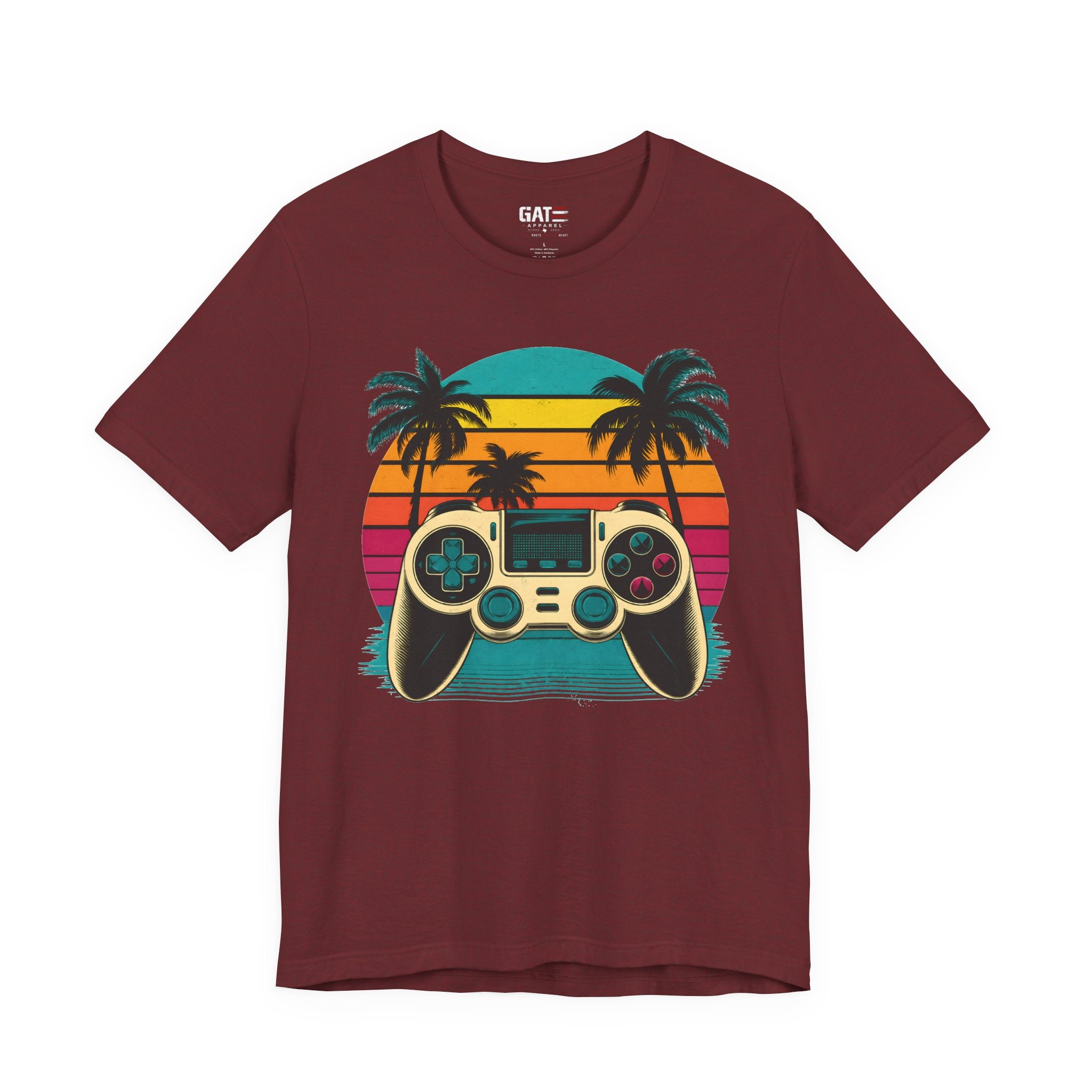 Retro Gaming Shirt, Gamer Sunset Tee, Video Game Controller Shirt, 80s Retro Gamer Gift, Beach Gaming T Shirt