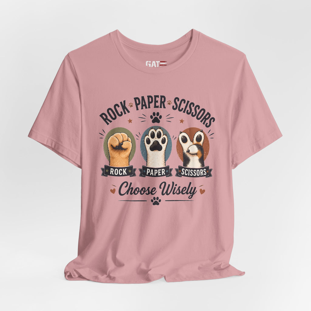 Rock Paper Scissors Cat Shirt, Funny Cat Lover Tee, Cat Paw Graphic Shirt, Cute Pet Mom Gift, Choose Wisely Cat Tee, Cat Dad Shirt