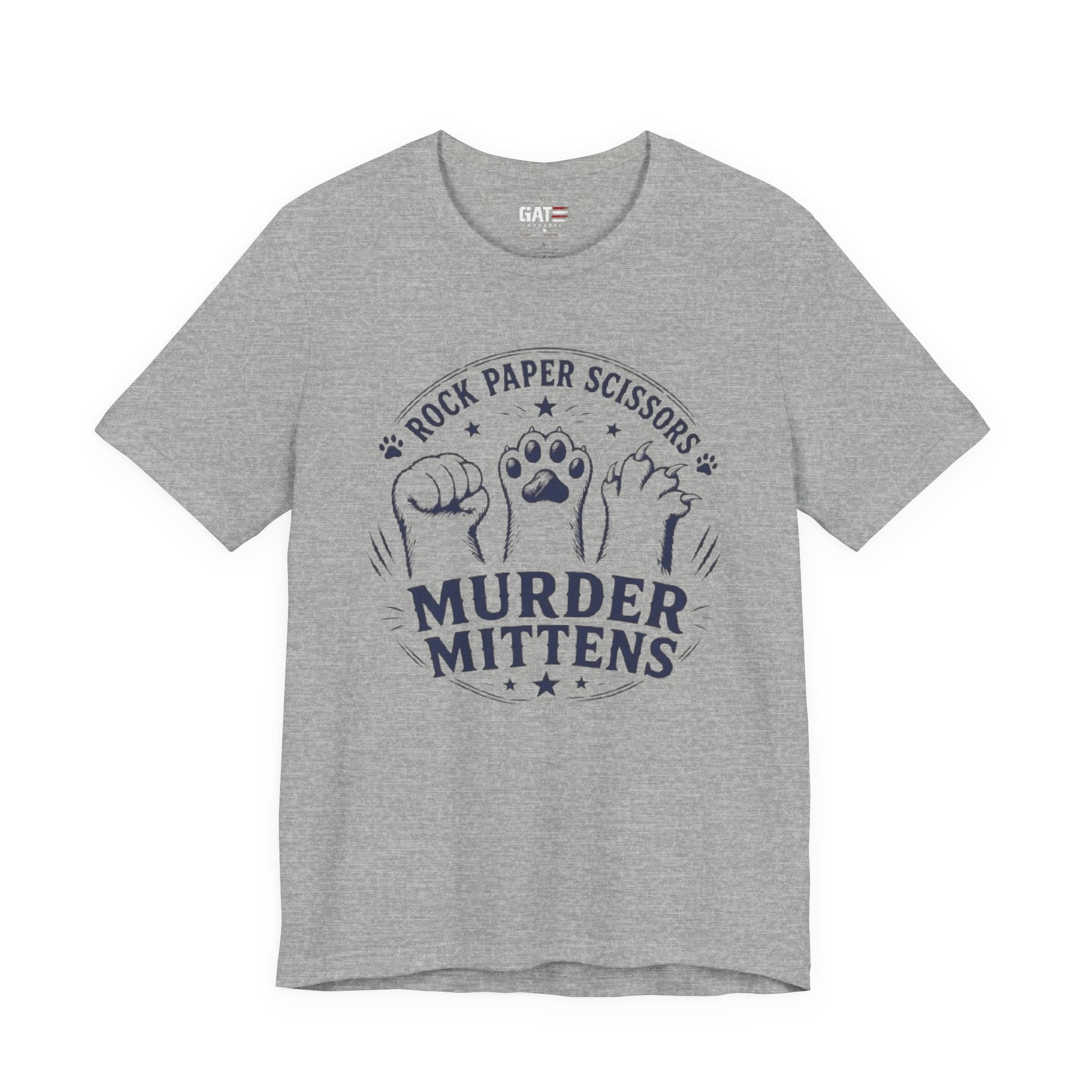 Rock Paper Scissors Murder Mittens Shirt, Funny Cat Lover Tee, Cat Paw Graphic T-Shirt, Cute Cat Mom Gift, Murder Mittens