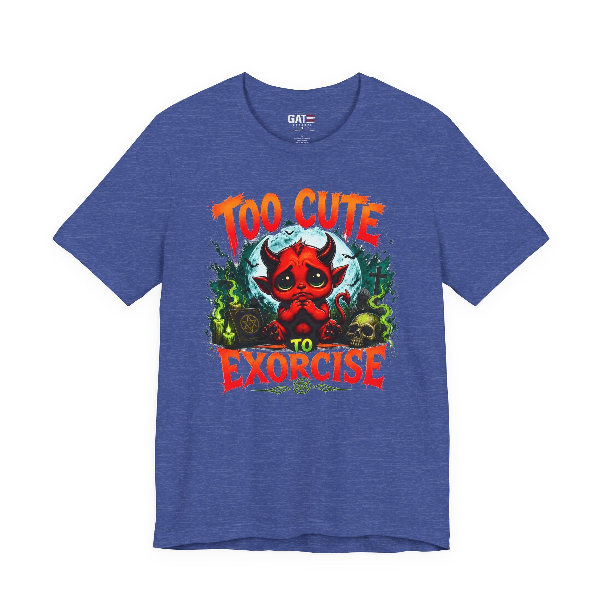 Too Cute to Exorcise T-Shirt — Cute Devil Graphic Tee (Halloween)