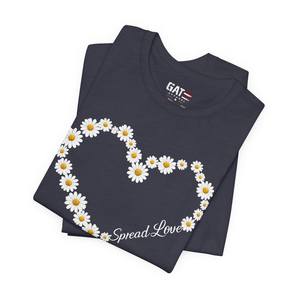 Daisy Heart Tee — "Spread Love" Floral Graphic T-Shirt