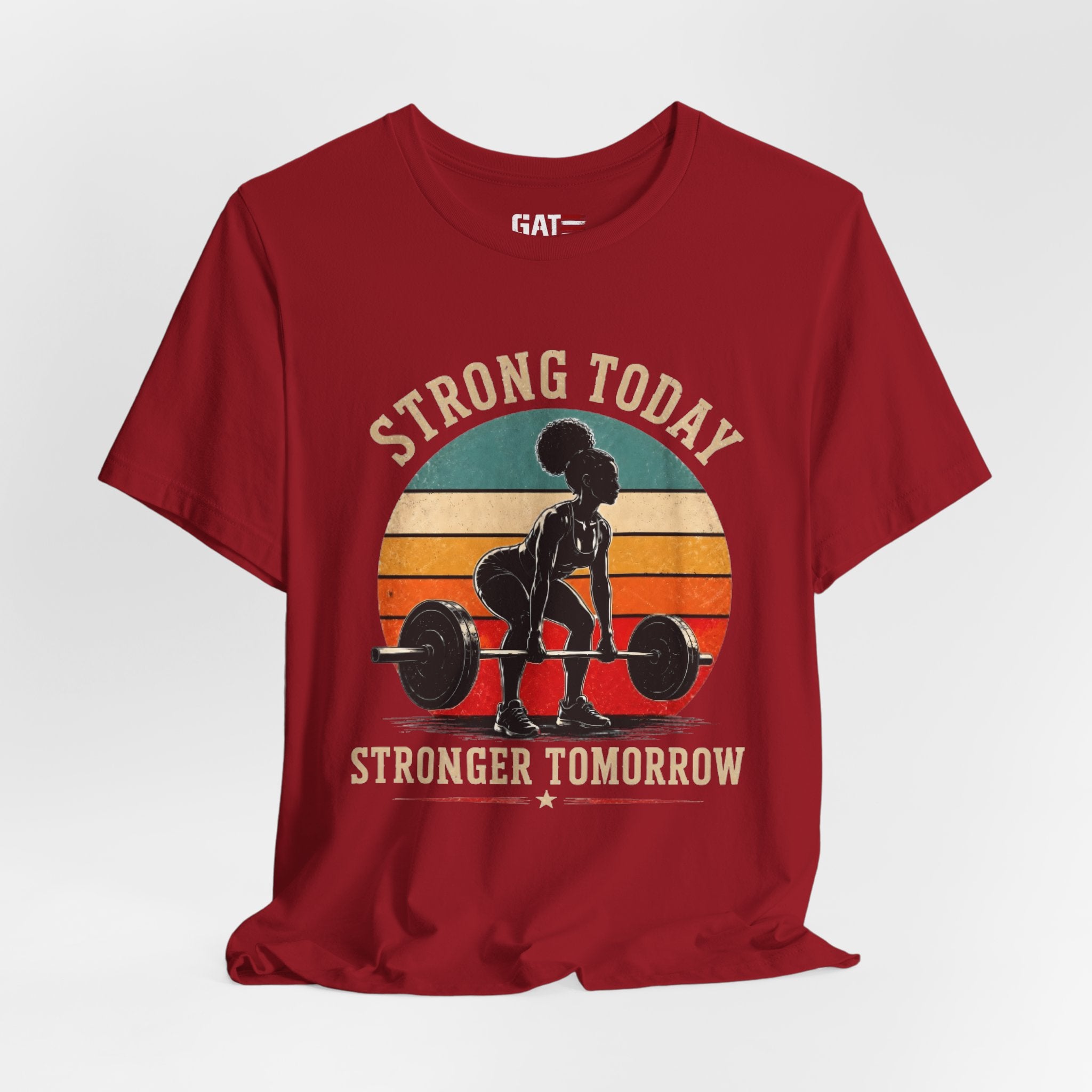 Strong Today Stronger Tomorrow Shirt, Women's Gym Shirt, Retro Weightlifting Tee, Fitness Gift for Women
