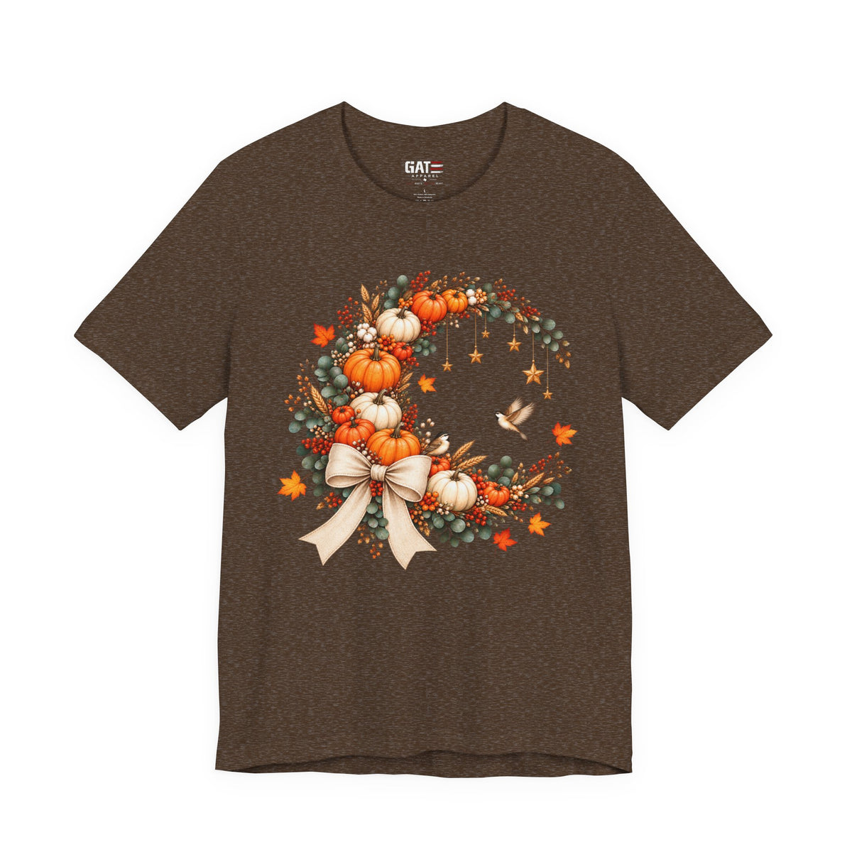 Pumpkin wreath autumn tee alternate mockup