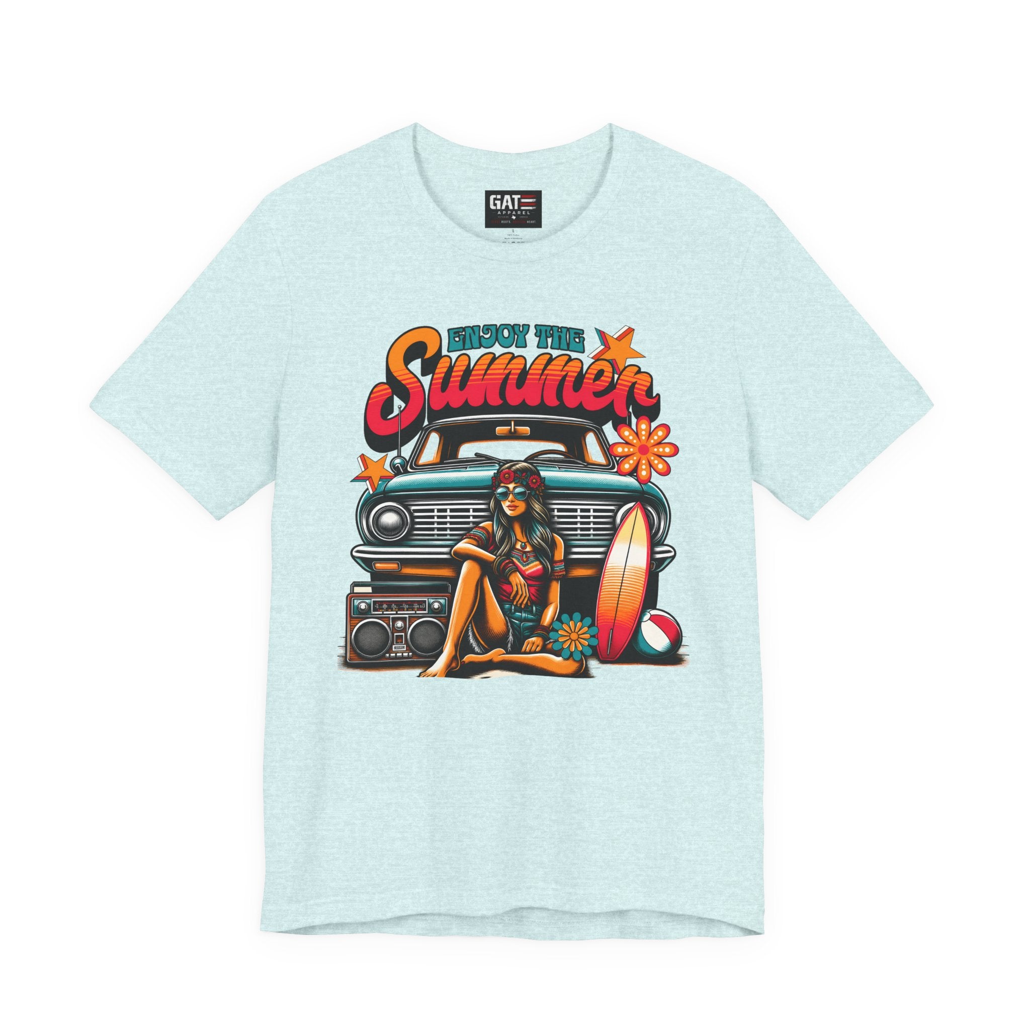 Enjoy The Summer Shirt, Retro Beach Tee, Vintage Surf Shirt, Hippie Summer T Shirt, Boho Vacation Shirt, Groovy Summer Graphic Tee