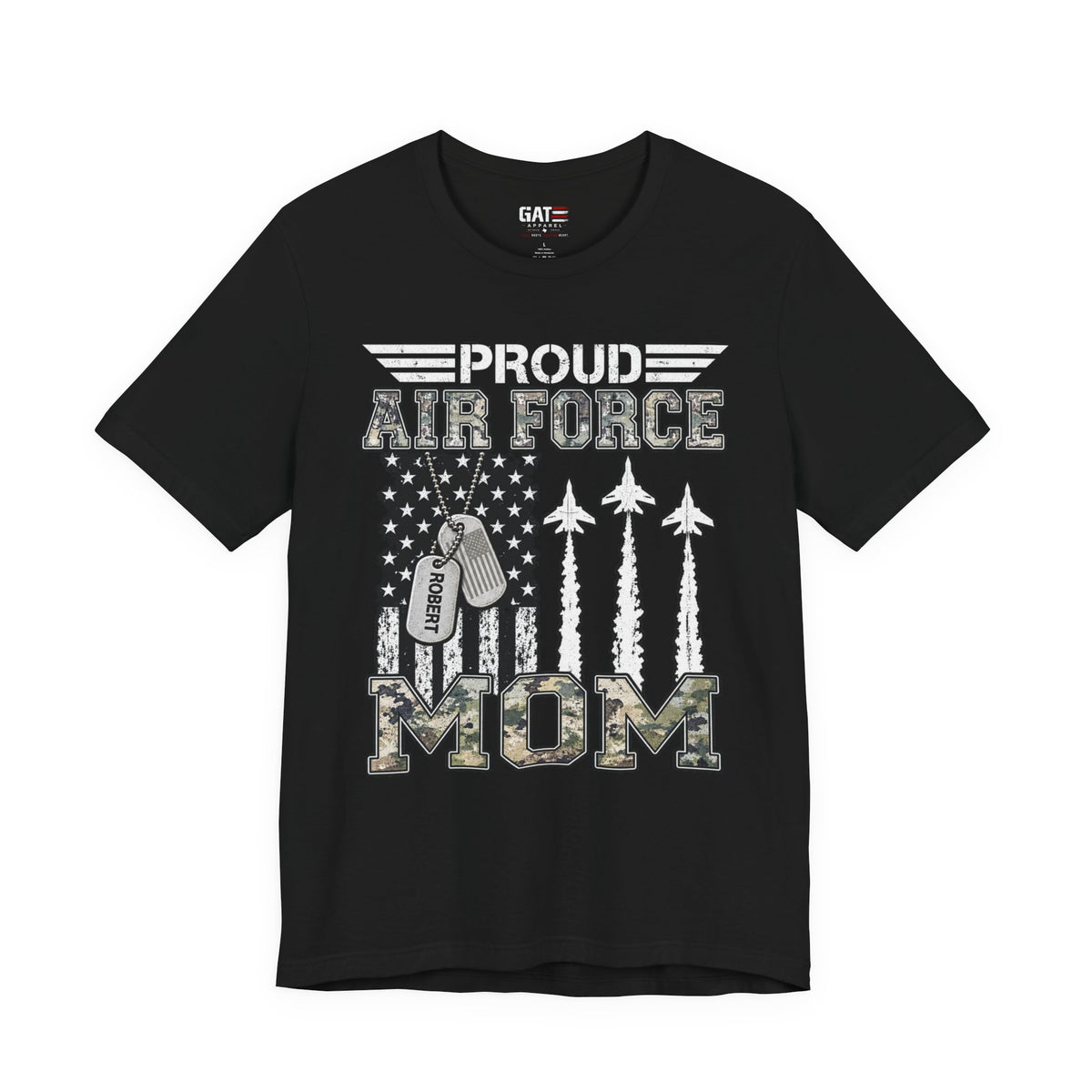 Air Force – Personalized Mom/Dad T-Shirt | Custom Name Dog Tag Tee
