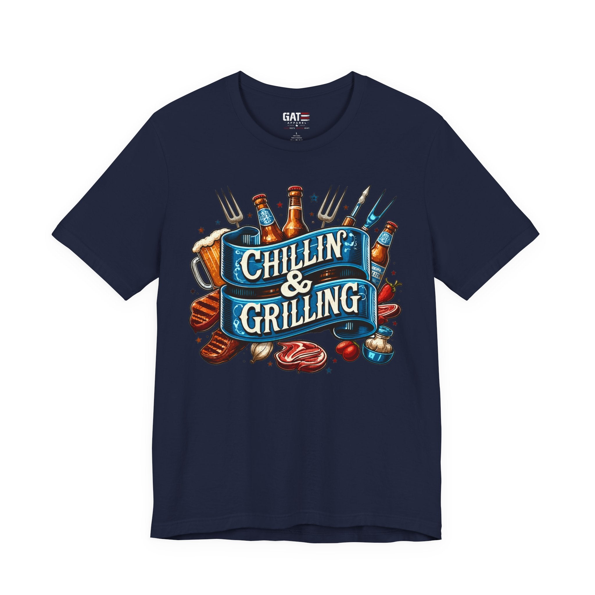 Chillin' & Grilling T-Shirt – BBQ Beer Grill Graphic Tee for Backyard Cookouts