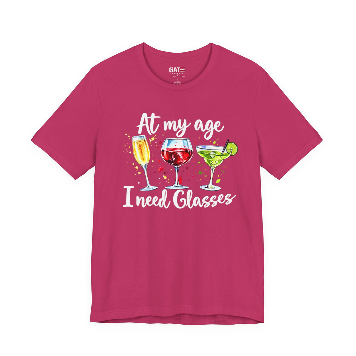At My Age I Need Glasses humorous cocktail glasses graphic T-shirt - product image 14
