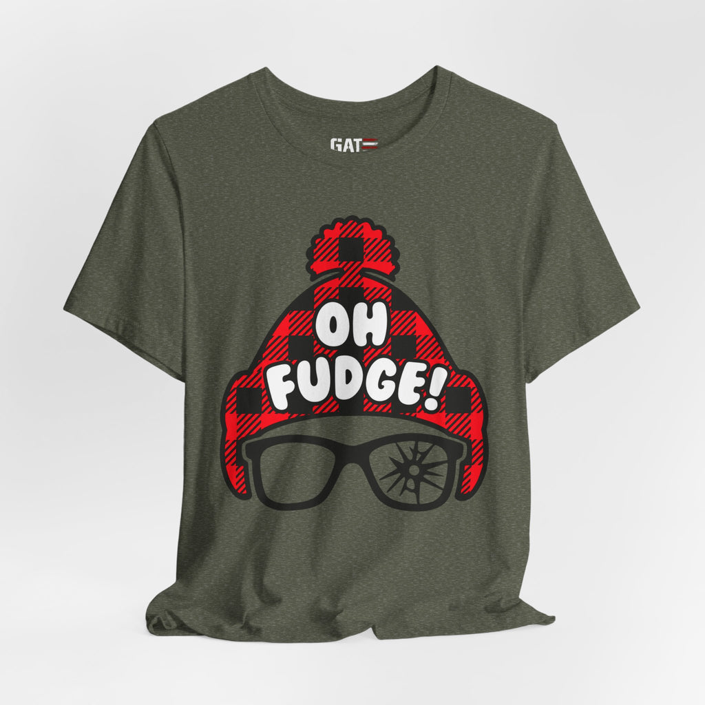 Oh Fudge! Plaid Beanie Graphic Tee — Funny Holiday Winter Shirt