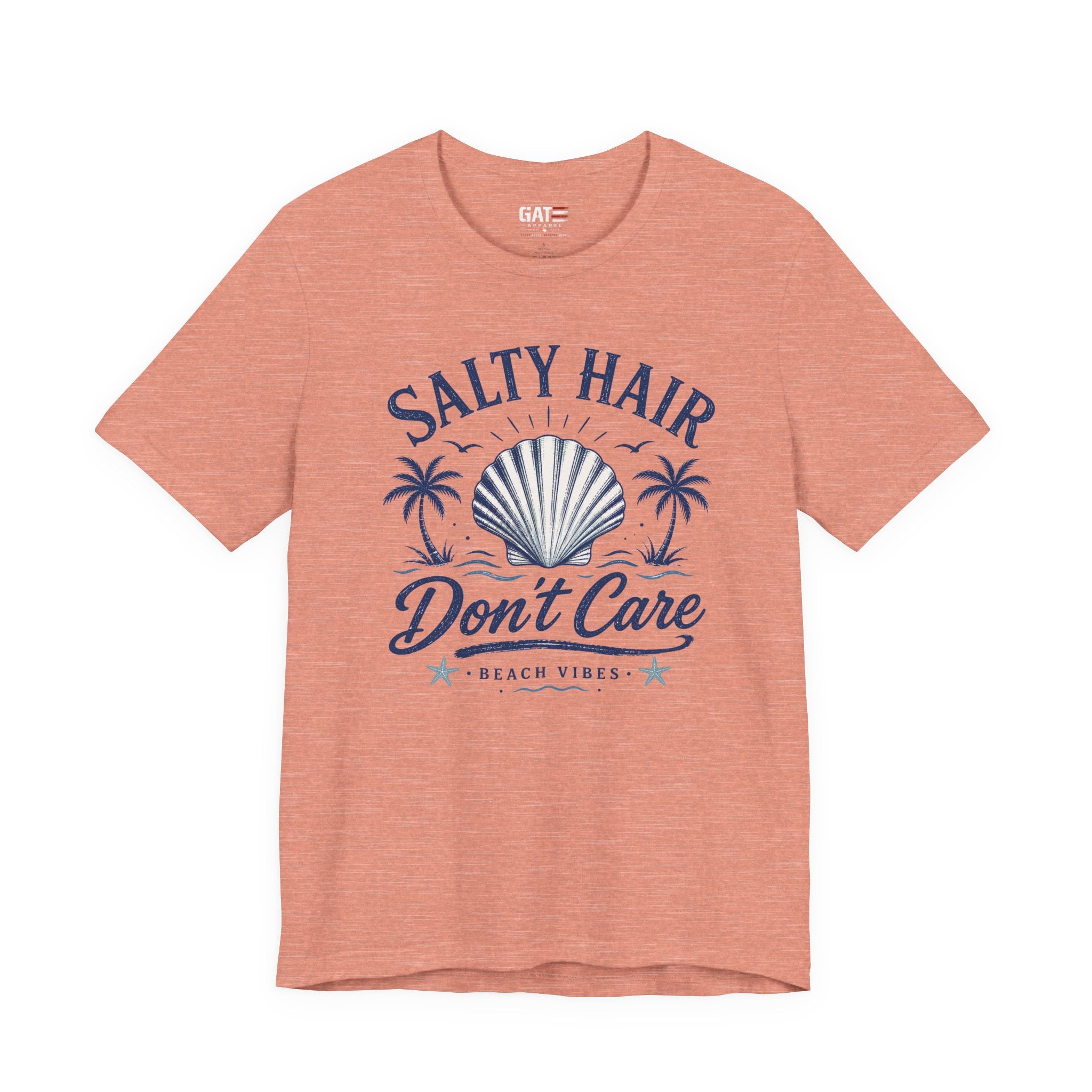 Salty Hair Don't Care T‑Shirt — Beach Vibes Shell Graphic Tee