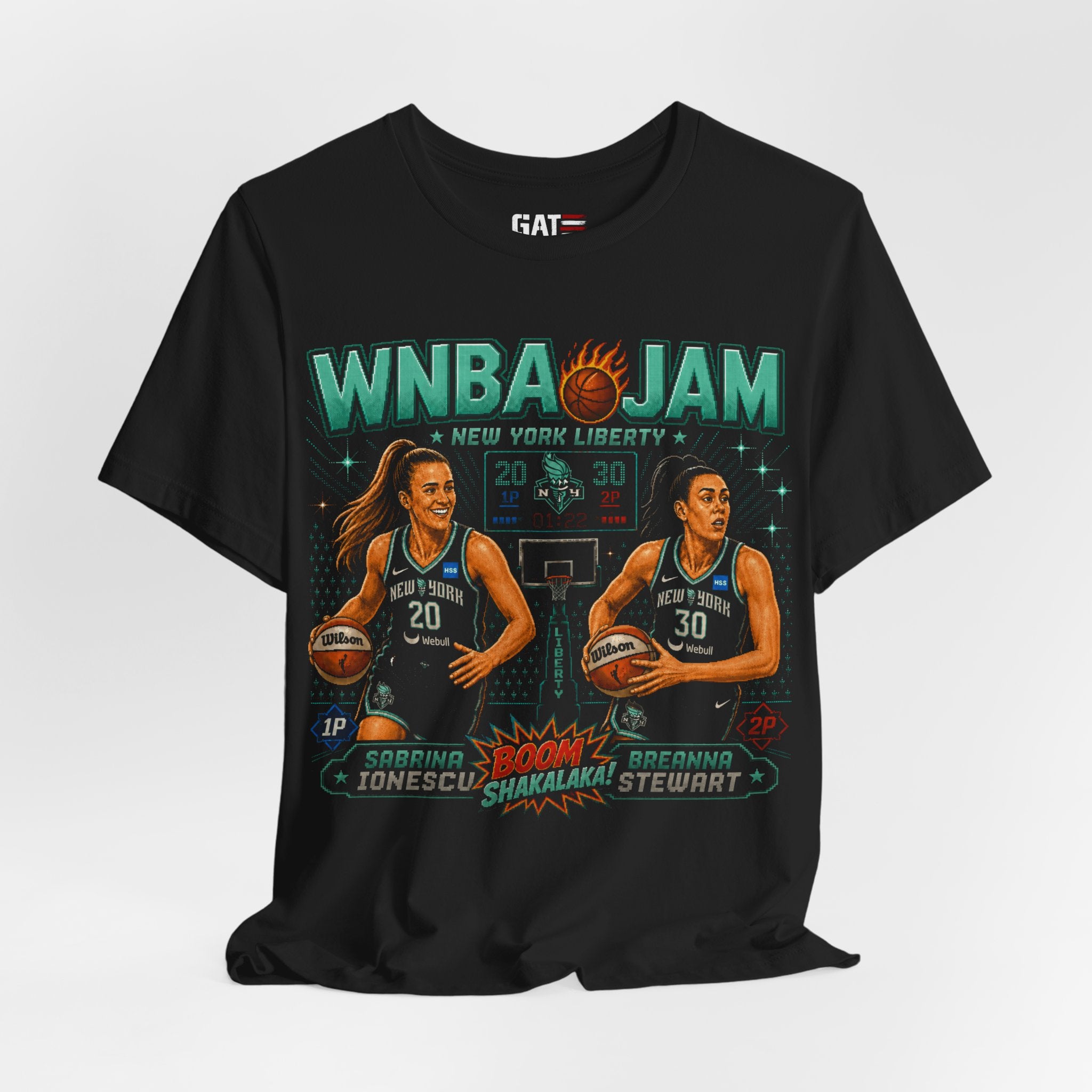 Sabrina Ionescu Breanna Stewart WNBA Jam New York Liberty Graphic T-Shirt