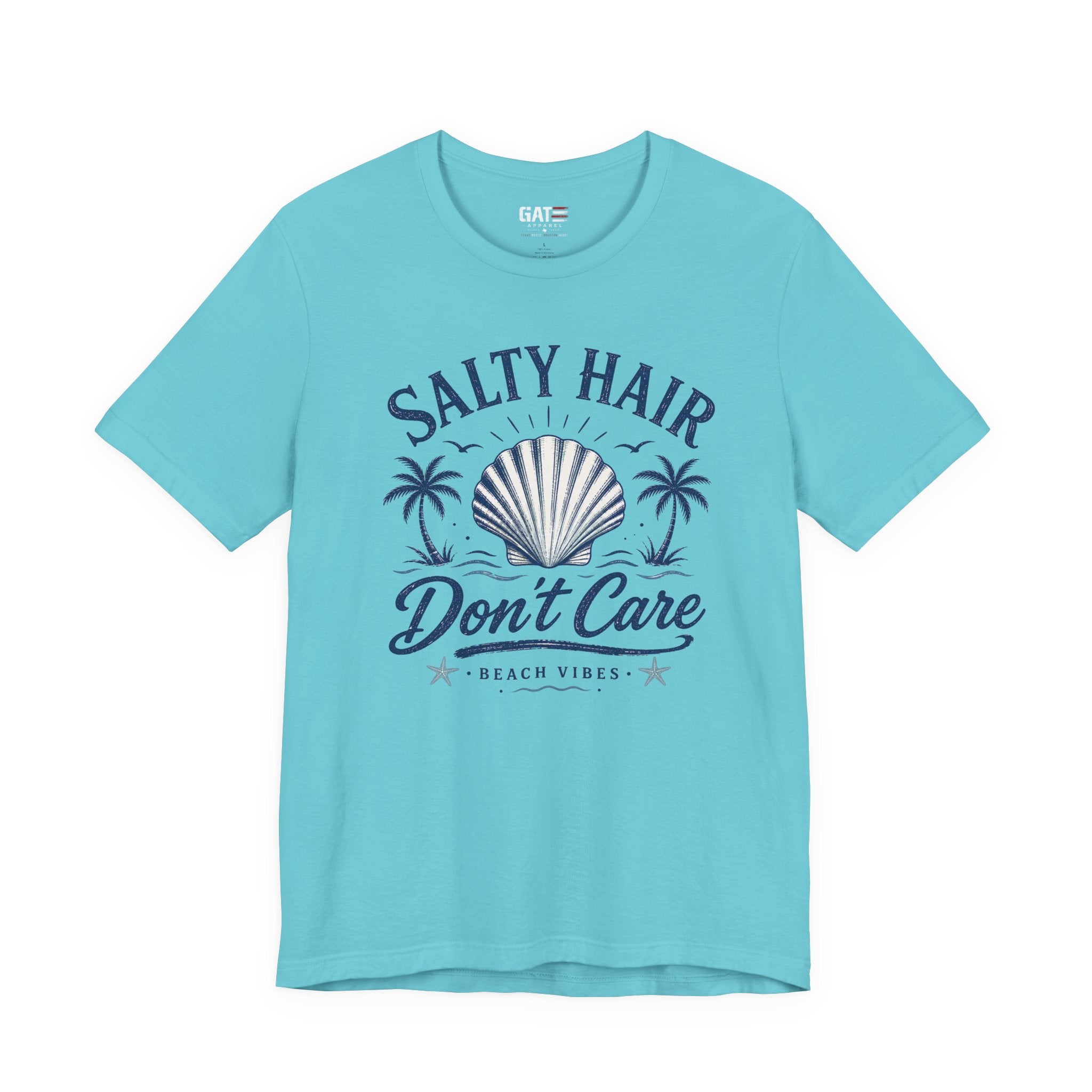 Salty Hair Don't Care T‑Shirt — Beach Vibes Shell Graphic Tee