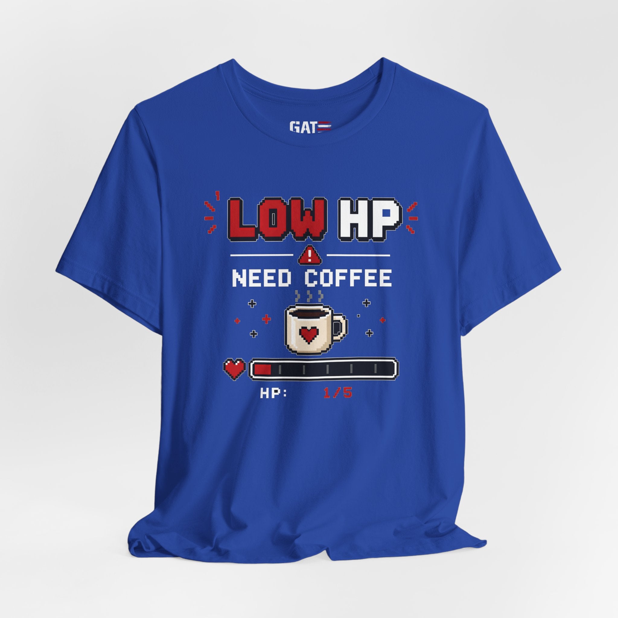 Funny Coffee Lover Shirt, Gamer Coffee Tee, Retro Pixel Art Shirt, Caffeine Addict Gift, Gaming T-Shirt