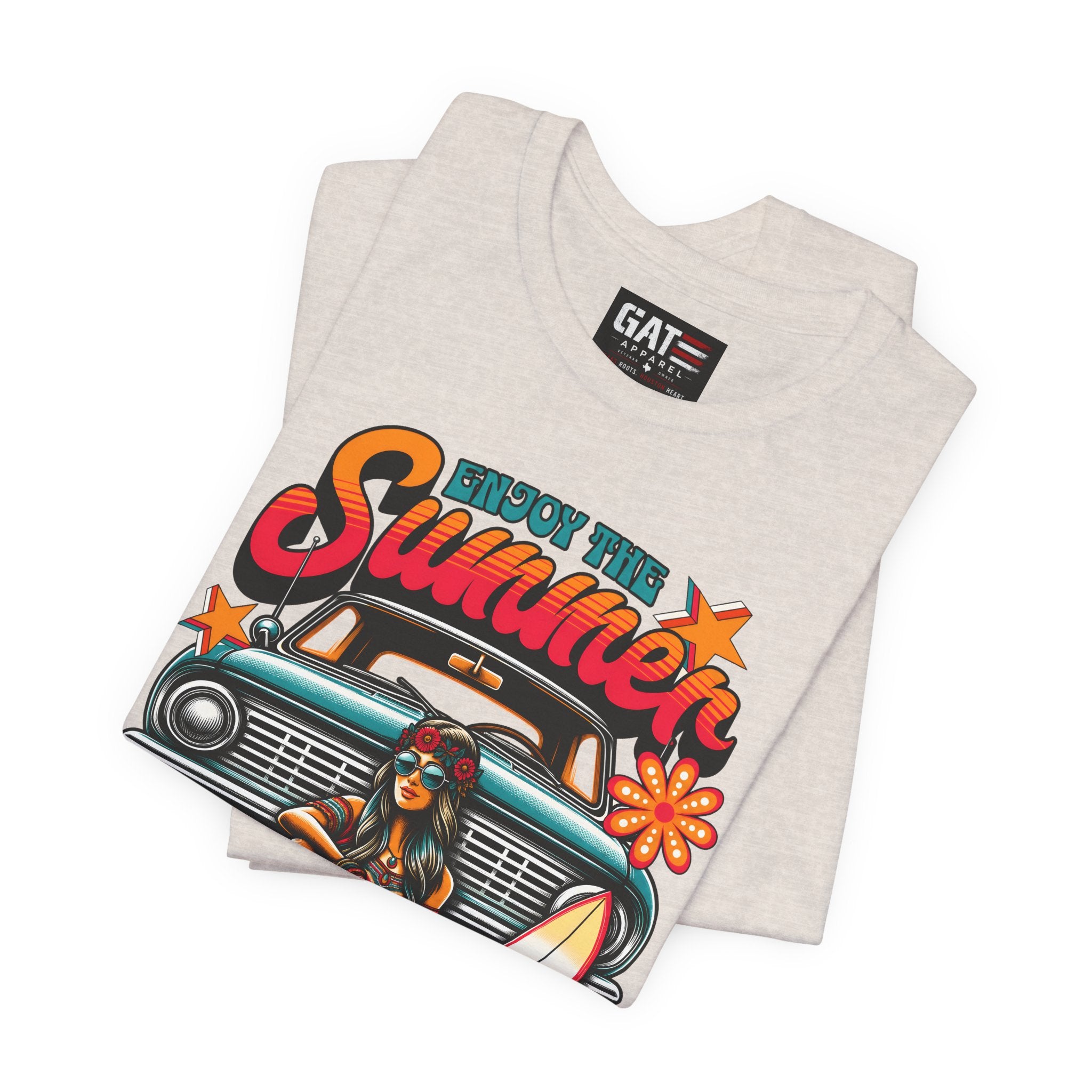 Enjoy The Summer Shirt, Retro Beach Tee, Vintage Surf Shirt, Hippie Summer T Shirt, Boho Vacation Shirt, Groovy Summer Graphic Tee