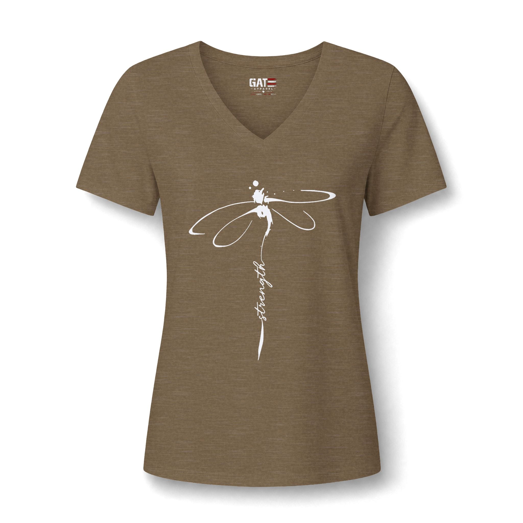 Women's Dragonfly Yoga V-Neck Tee — Serene Floral Meditation Top
