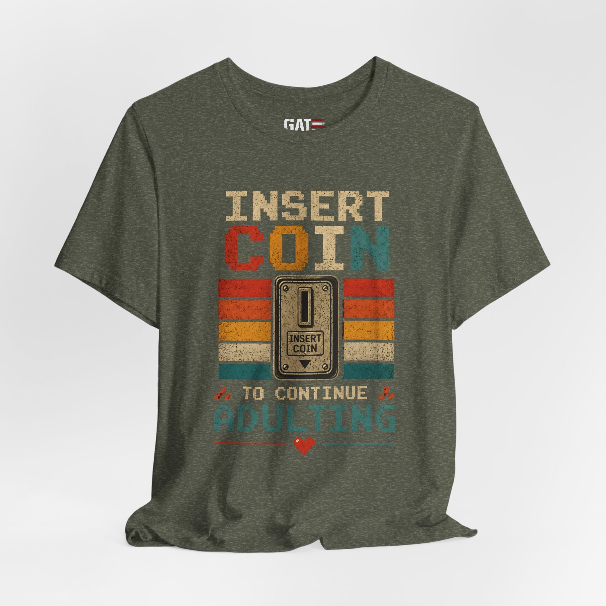 Insert Coin to Continue Adulting Shirt, Retro Gamer T-Shirt, Funny Gaming Tee, Video Game Gift for Gamers, Nerd Gift