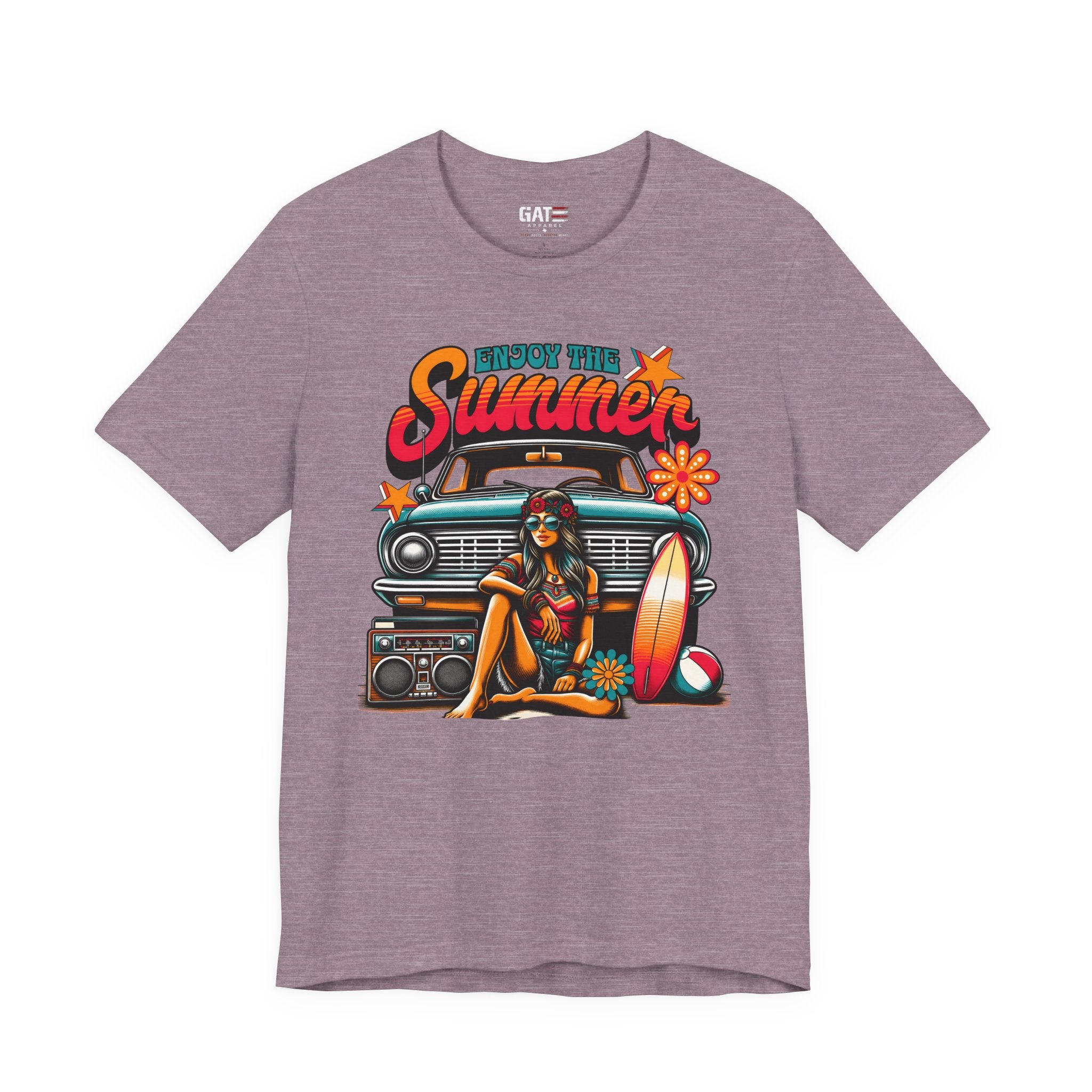 Enjoy The Summer Shirt, Retro Beach Tee, Vintage Surf Shirt, Hippie Summer T Shirt, Boho Vacation Shirt, Groovy Summer Graphic Tee
