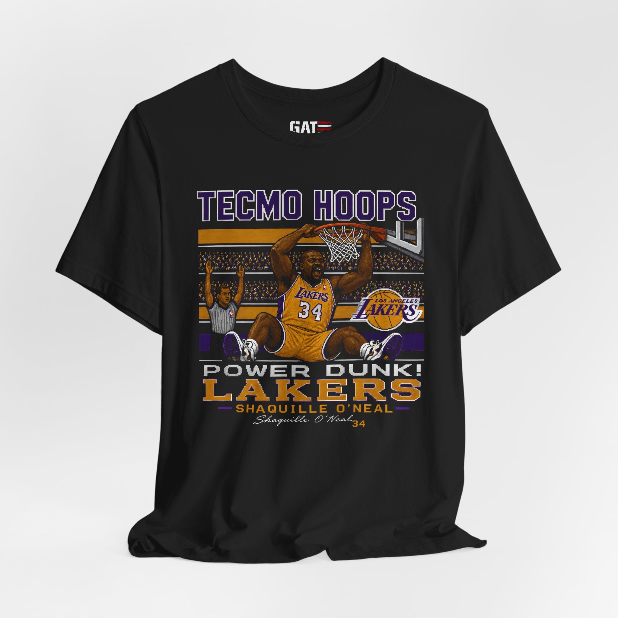 Tecmo Hoops Shaquile O'Neal Power Dunk Lakers Tee | Retro Basketball Graphic Shirt