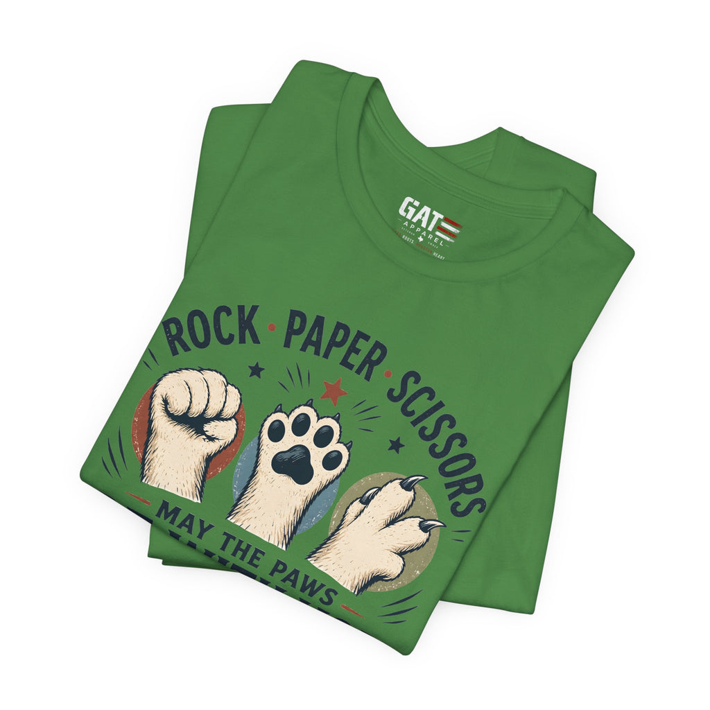 Rock Paper Scissors Cat Shirt, May The Paws Be With You Tee, Funny Cat Lover Gift, Cute Pet Paw Graphic Tee, Cat Mom Dad Shirt