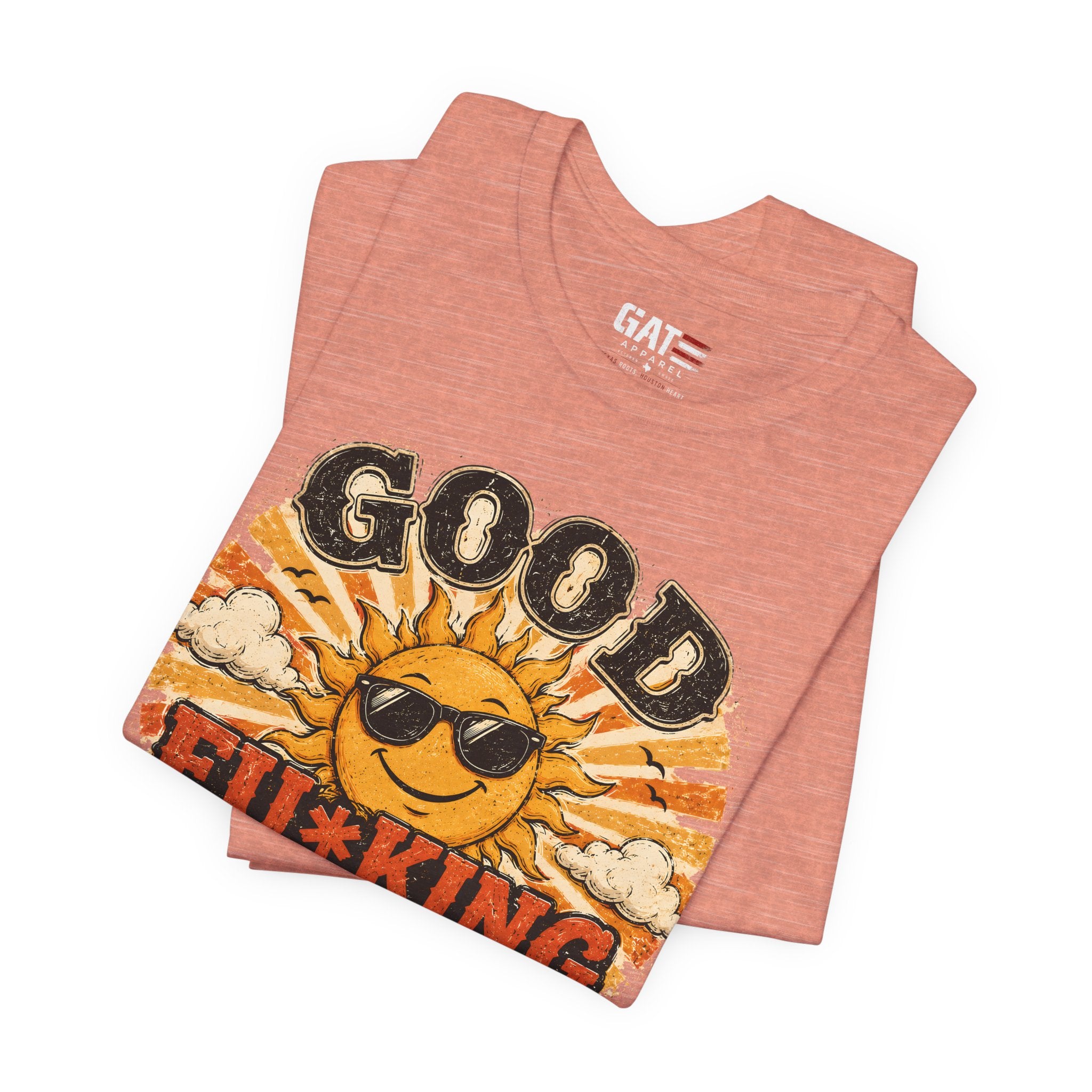Good Fu*king Morning Shirt, Funny Sarcastic T Shirt, Retro Sunrise Tee, Coffee Lover Gift, Morning Person Humor Tee