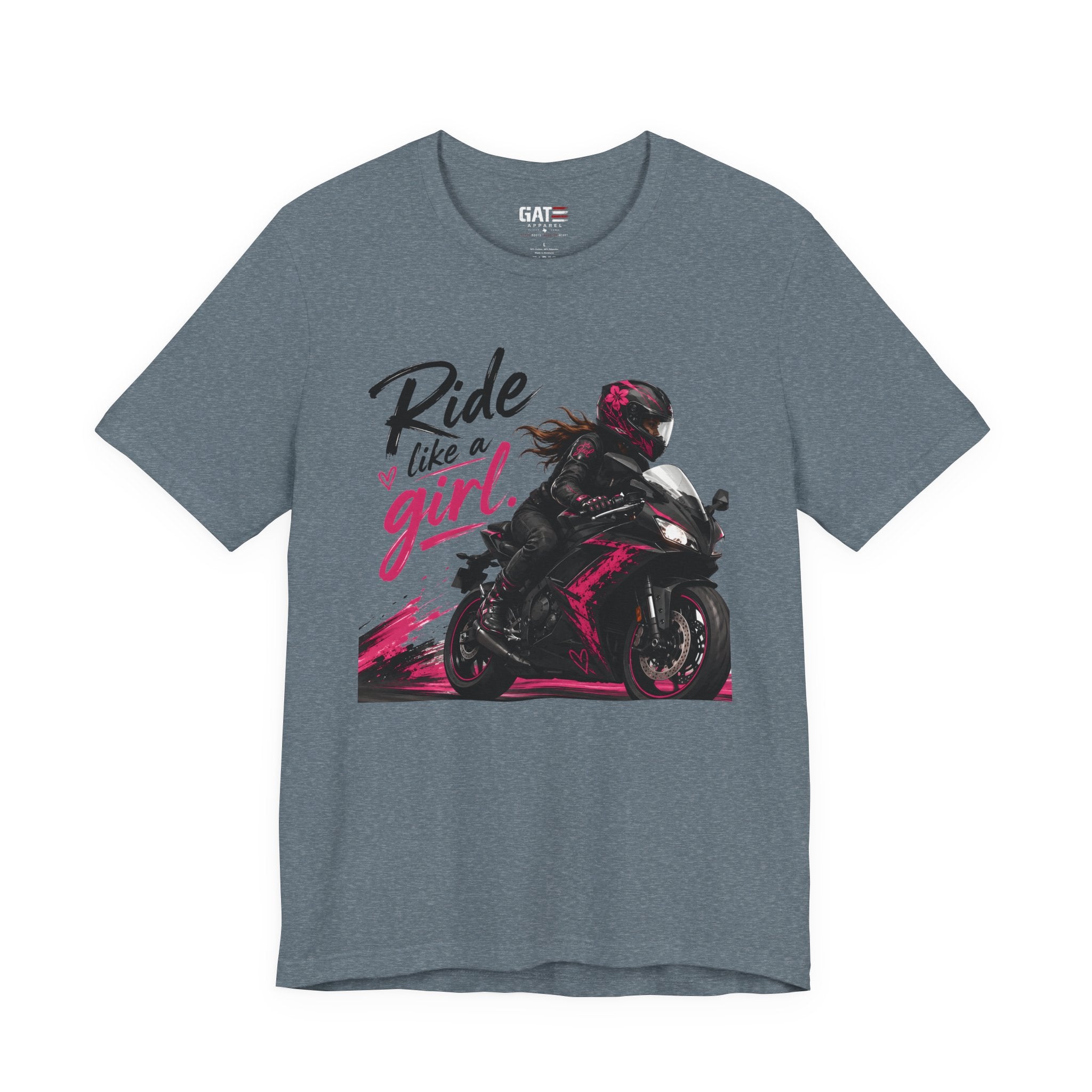 Ride Like A Girl Shirt, Women Motorcycle Rider Tee, Pink Biker Shirt, Moto Girl Gift, Sport Bike Shirt, Female Rider Tee