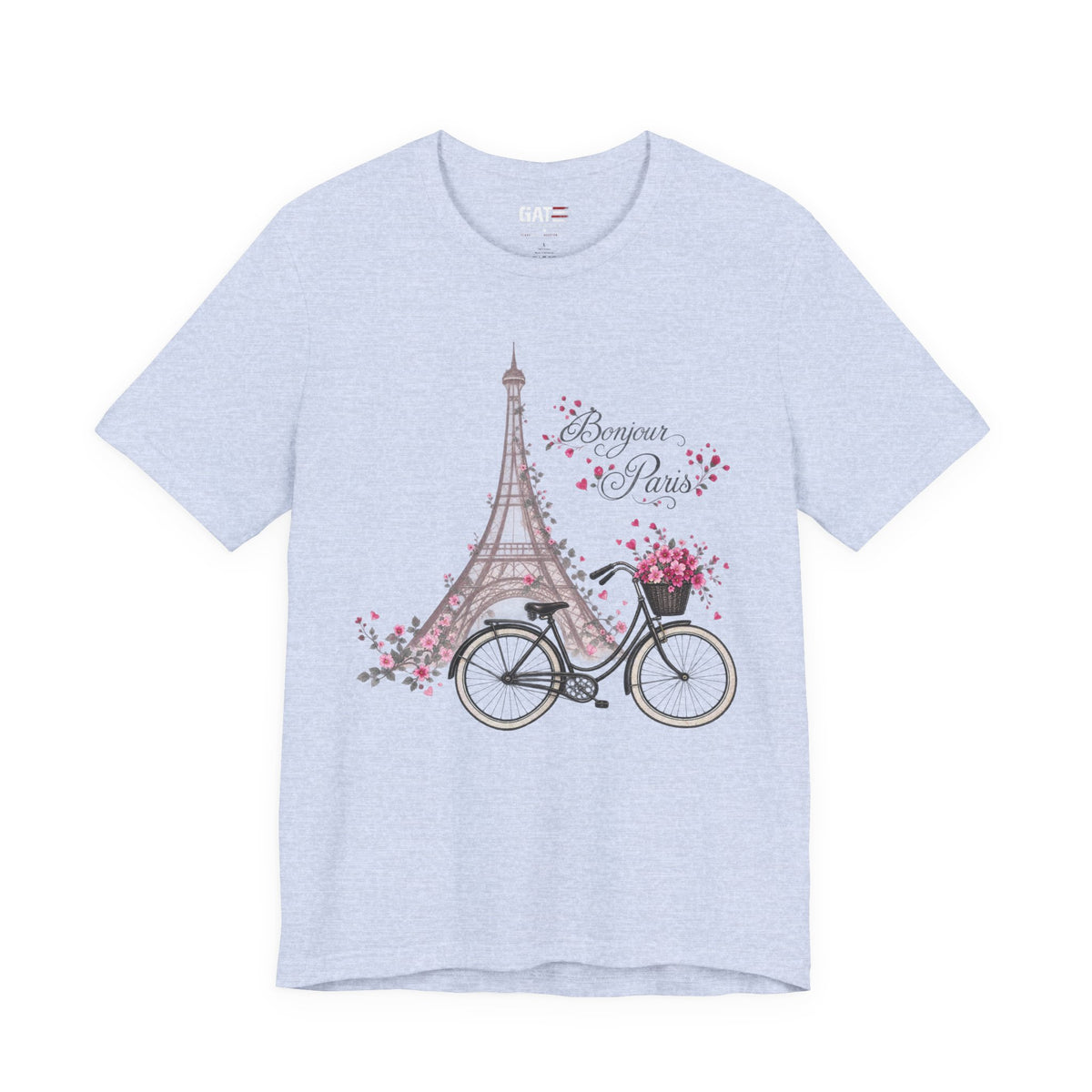 Bonjour Paris Eiffel Tower bicycle and floral graphic T-shirt - product image 12