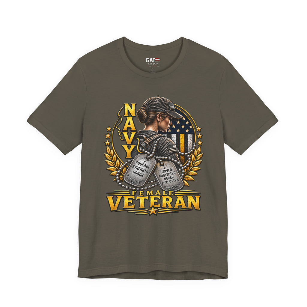Female Veteran – Navy – Dog Tag Shirt | Patriotic Military Tee