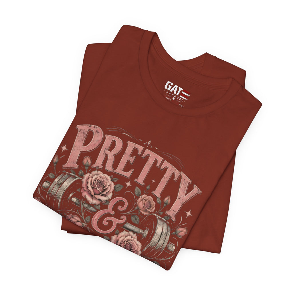 Pretty and Powerful Shirt, Women's Gym Shirt, Weightlifting Tee, Cute Fitness Shirt, Workout Gift for Strong Women