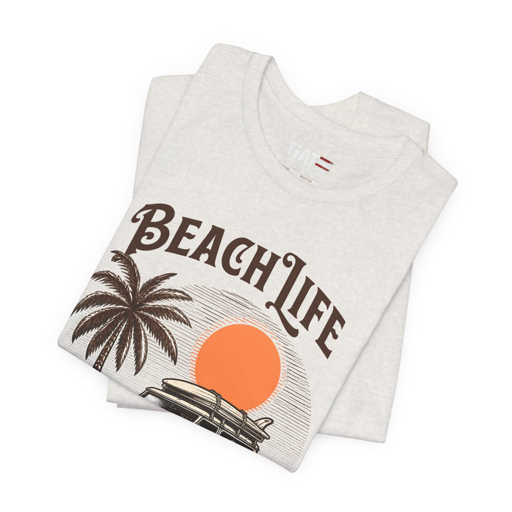 Beach Life Shirt, Retro VW Bus T Shirt, Vintage Camper Van Tee, Coastal Vacation Shirt, Summer Beach Graphic Tee, Surf Style Shirt, Van Life