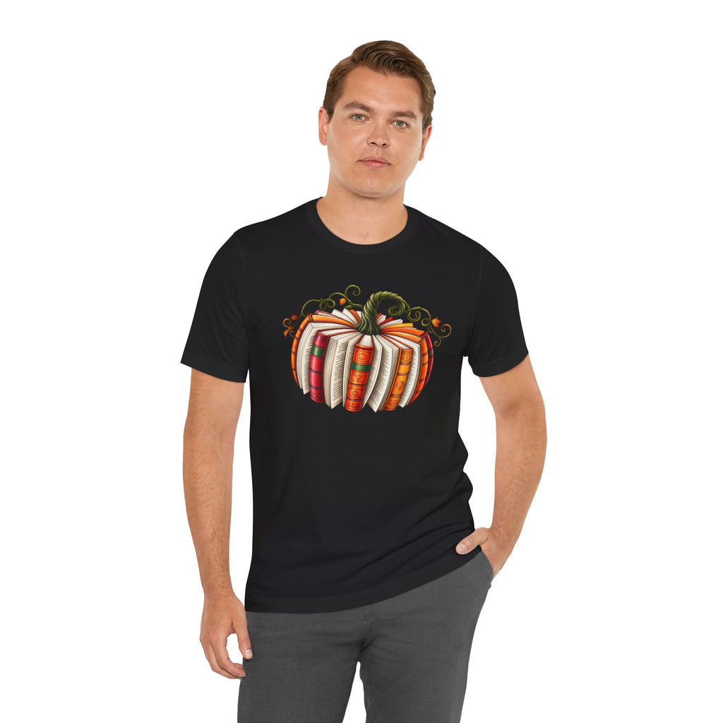 Fall Book Lover Shirt – Pumpkin Books Graphic Tee – product photo