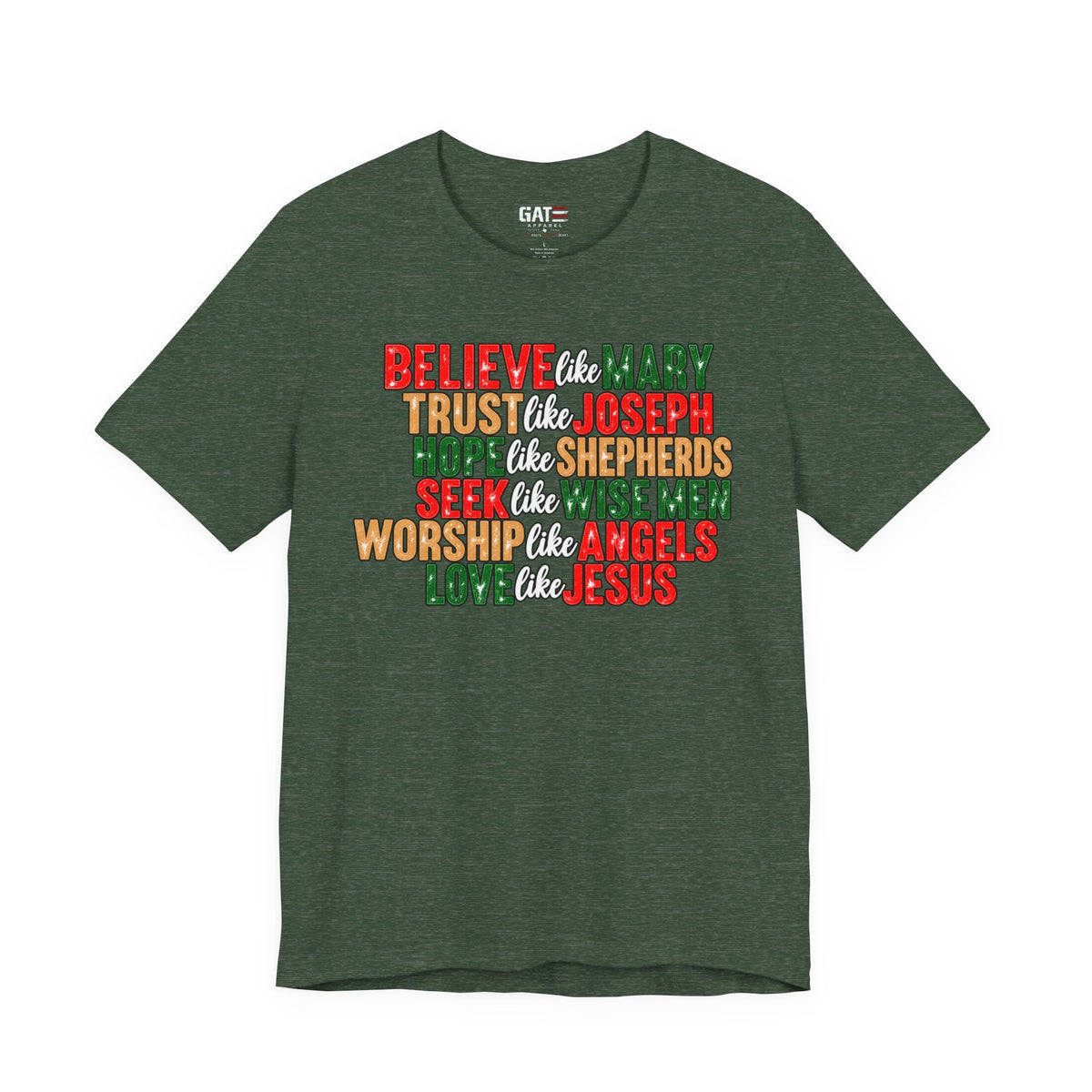 Believe Like Mary Christian Christmas T-Shirt - product image 2