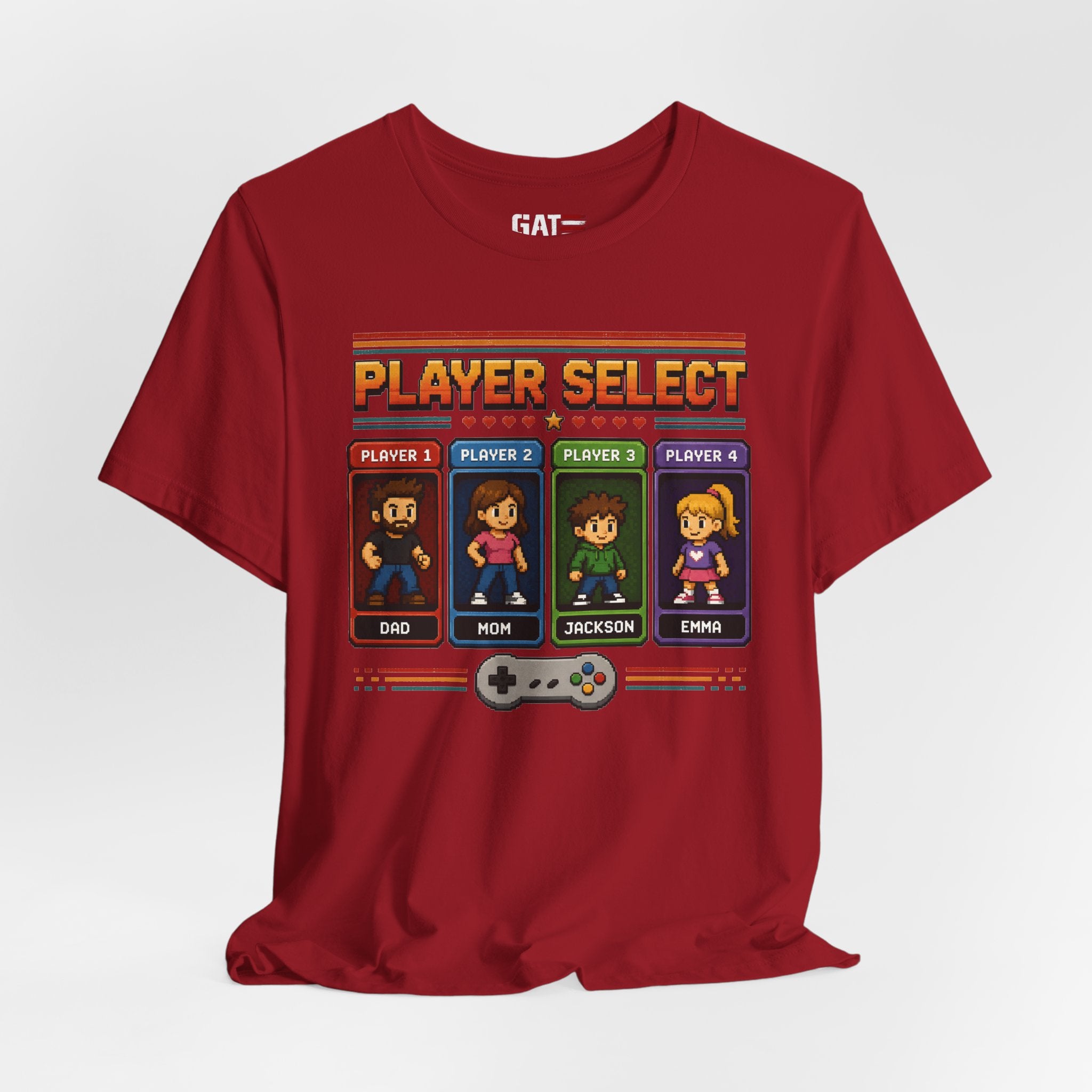 Personalized Gamer Family Shirt, Custom Family Gaming Shirt, Retro Video Game Family Tee, Gamer Dad Mom Kids Gift Shirt