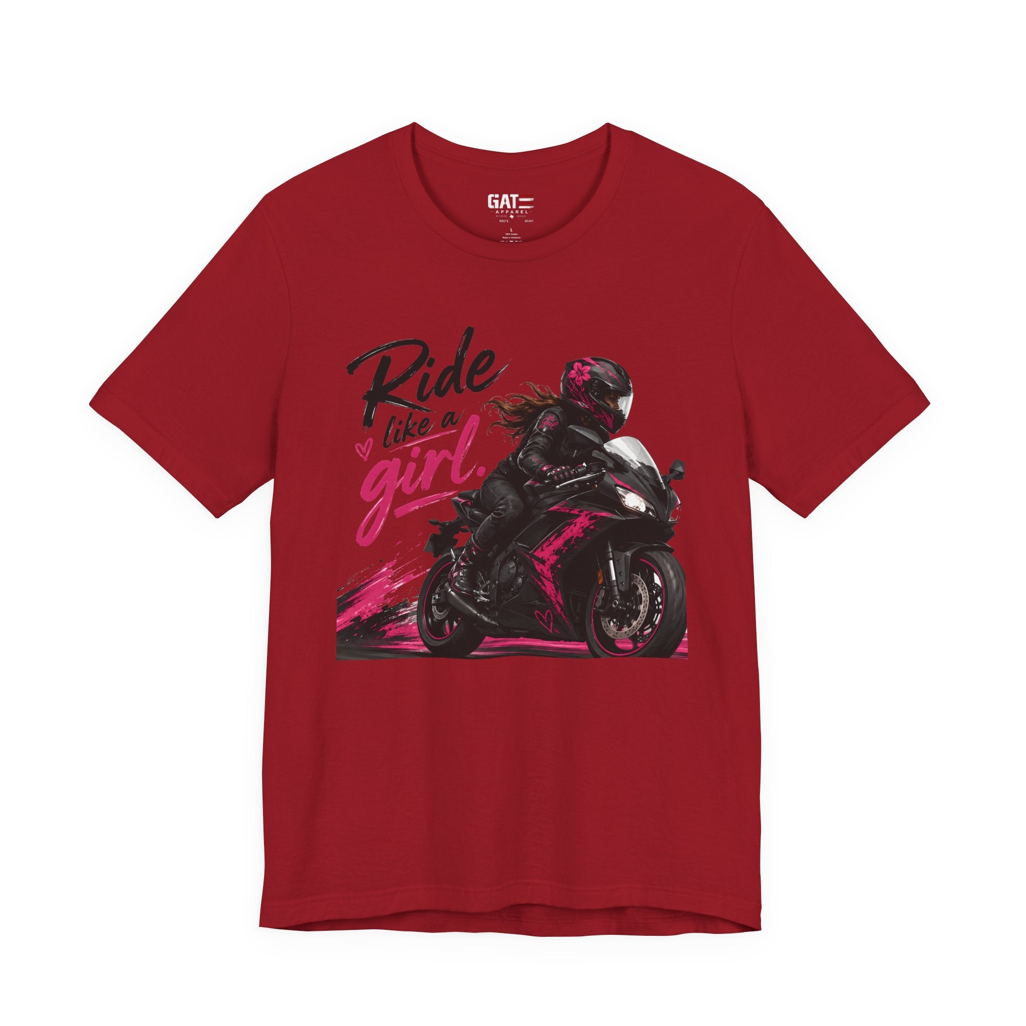 Ride Like A Girl Shirt, Women Motorcycle Rider Tee, Pink Biker Shirt, Moto Girl Gift, Sport Bike Shirt, Female Rider Tee