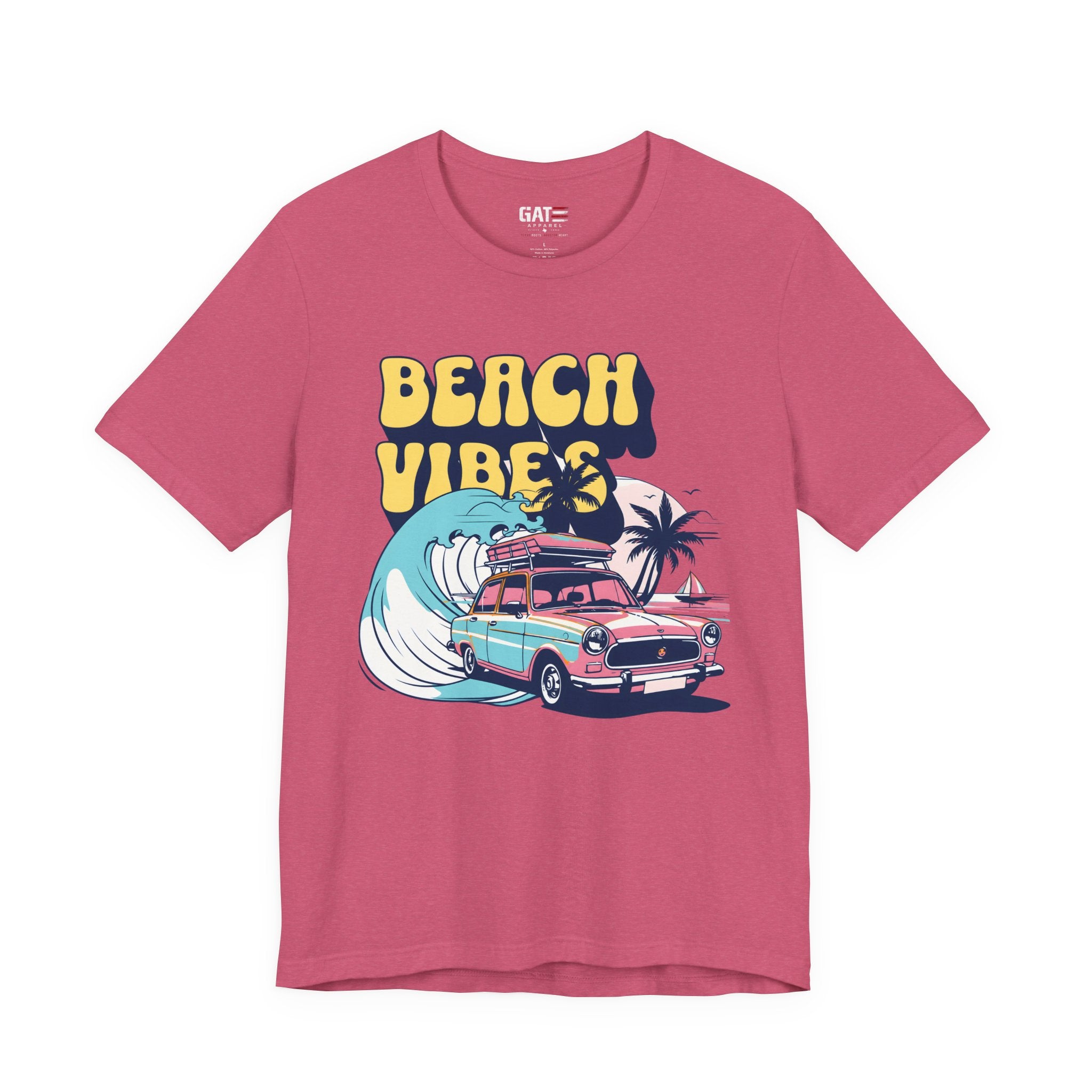 Beach Vibes Shirt, Retro Beach Tee, Vintage Summer Shirt, Coastal Vacation T Shirt, Surf Car Graphic Tee, Groovy Beach Lover Gift