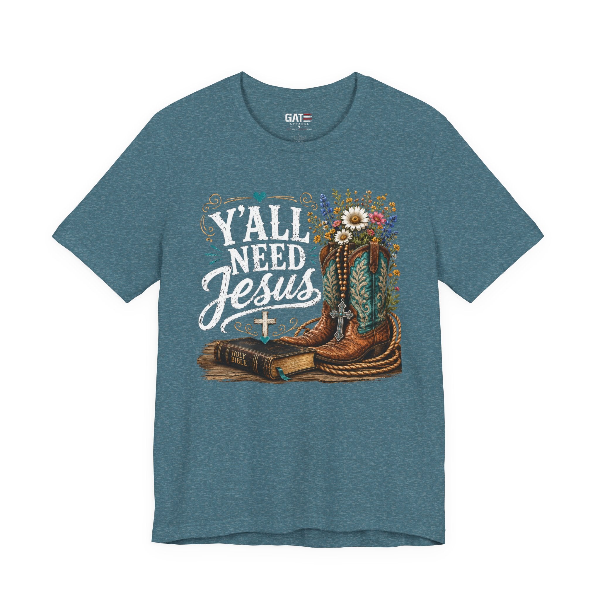 Y'all Need Jesus Shirt, Christian Western Shirt, Cowgirl Faith Tee, Cowboy Boots Floral Shirt, Country Christian Gift for Women