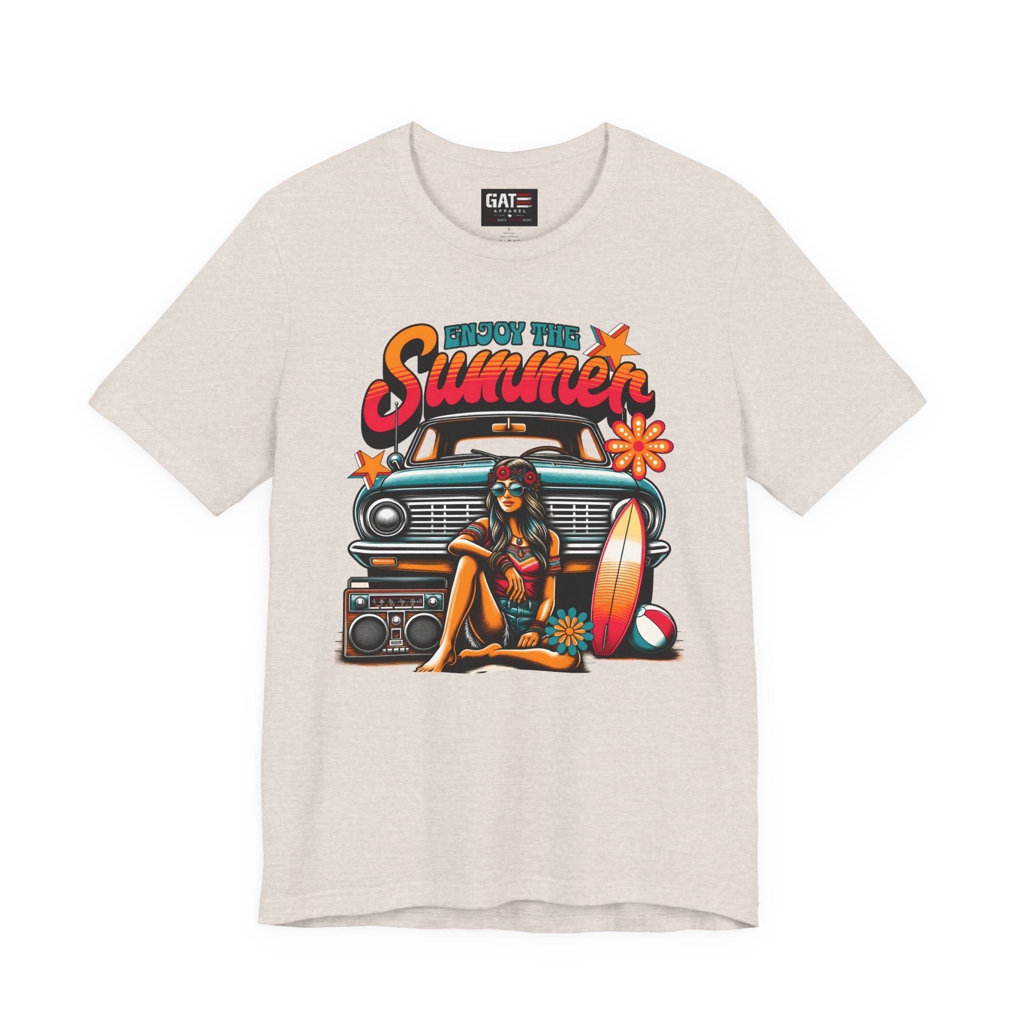 Enjoy The Summer Shirt, Retro Beach Tee, Vintage Surf Shirt, Hippie Summer T Shirt, Boho Vacation Shirt, Groovy Summer Graphic Tee