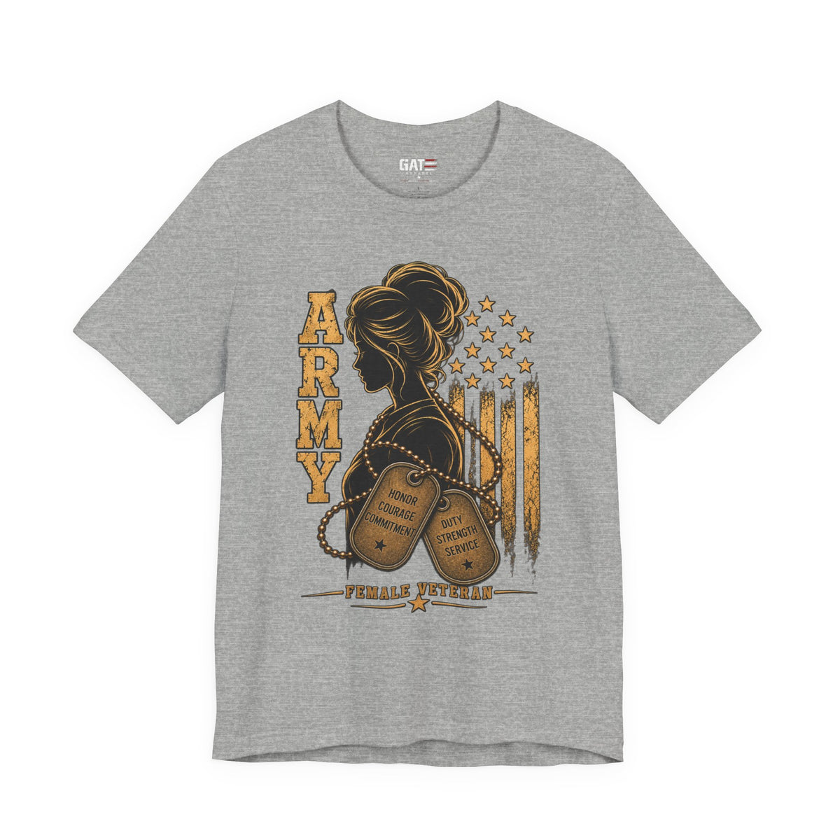 Female Army Veteran Shirt | Dog Tags & American Flag Tee