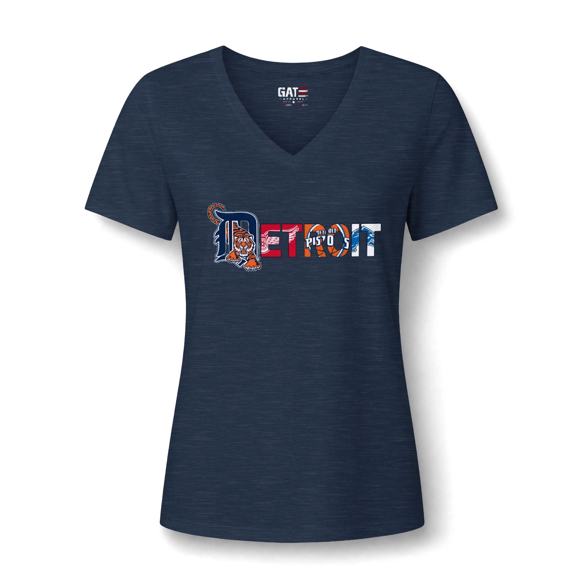 Detroit Sports Team Script V-Neck Tee