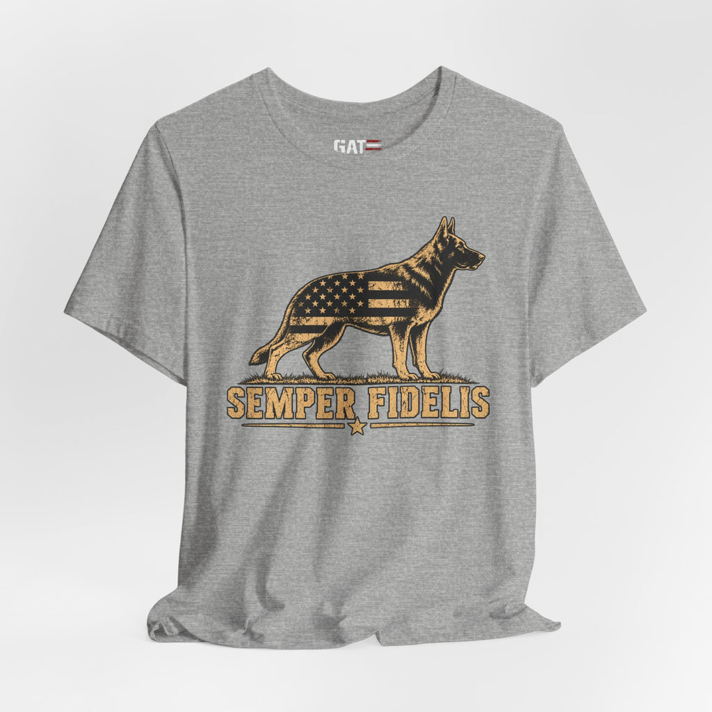 Semper Fidelis German Shepherd T-Shirt — Patriotic Military K9 Tee