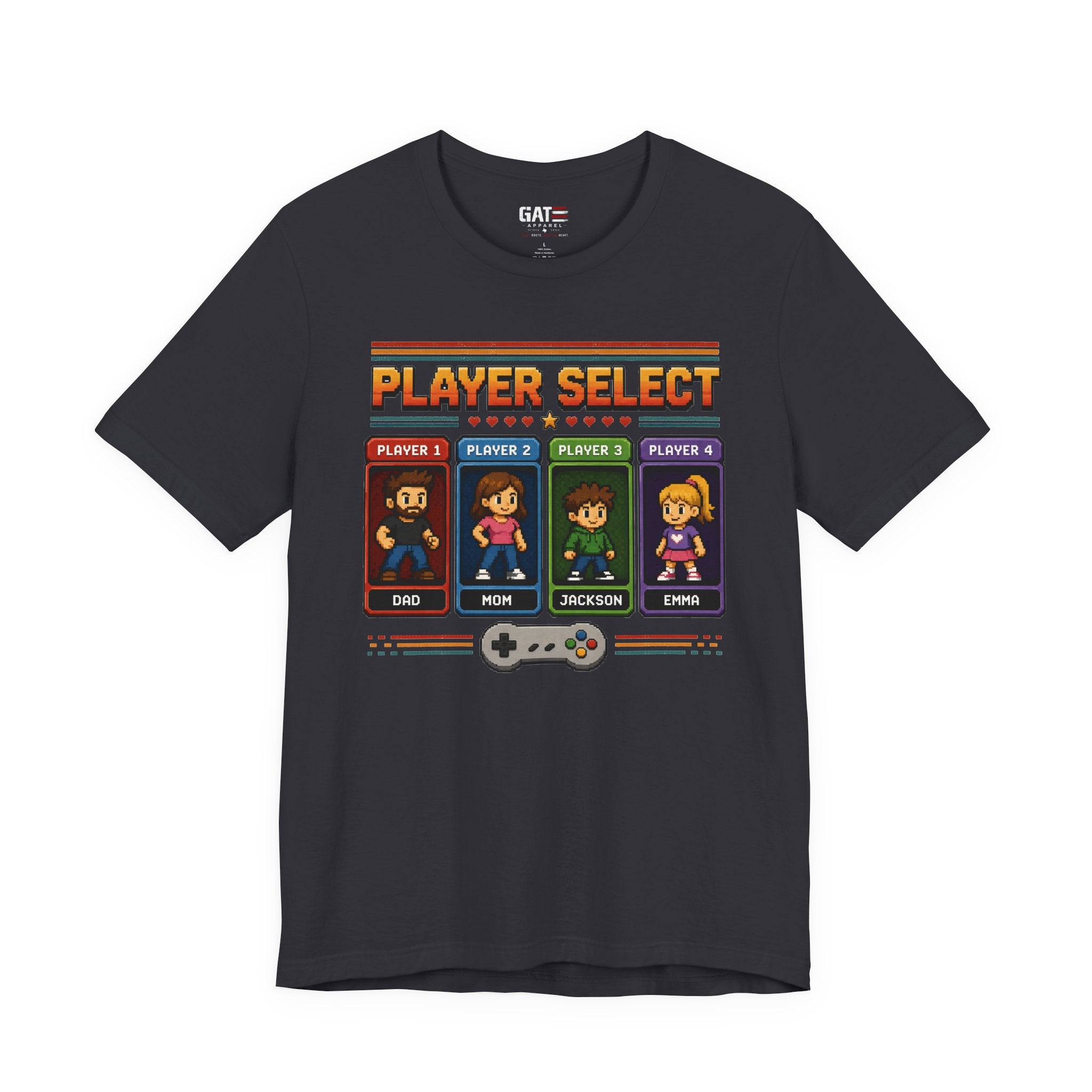 Personalized Gamer Family Shirt, Custom Family Gaming Shirt, Retro Video Game Family Tee, Gamer Dad Mom Kids Gift Shirt