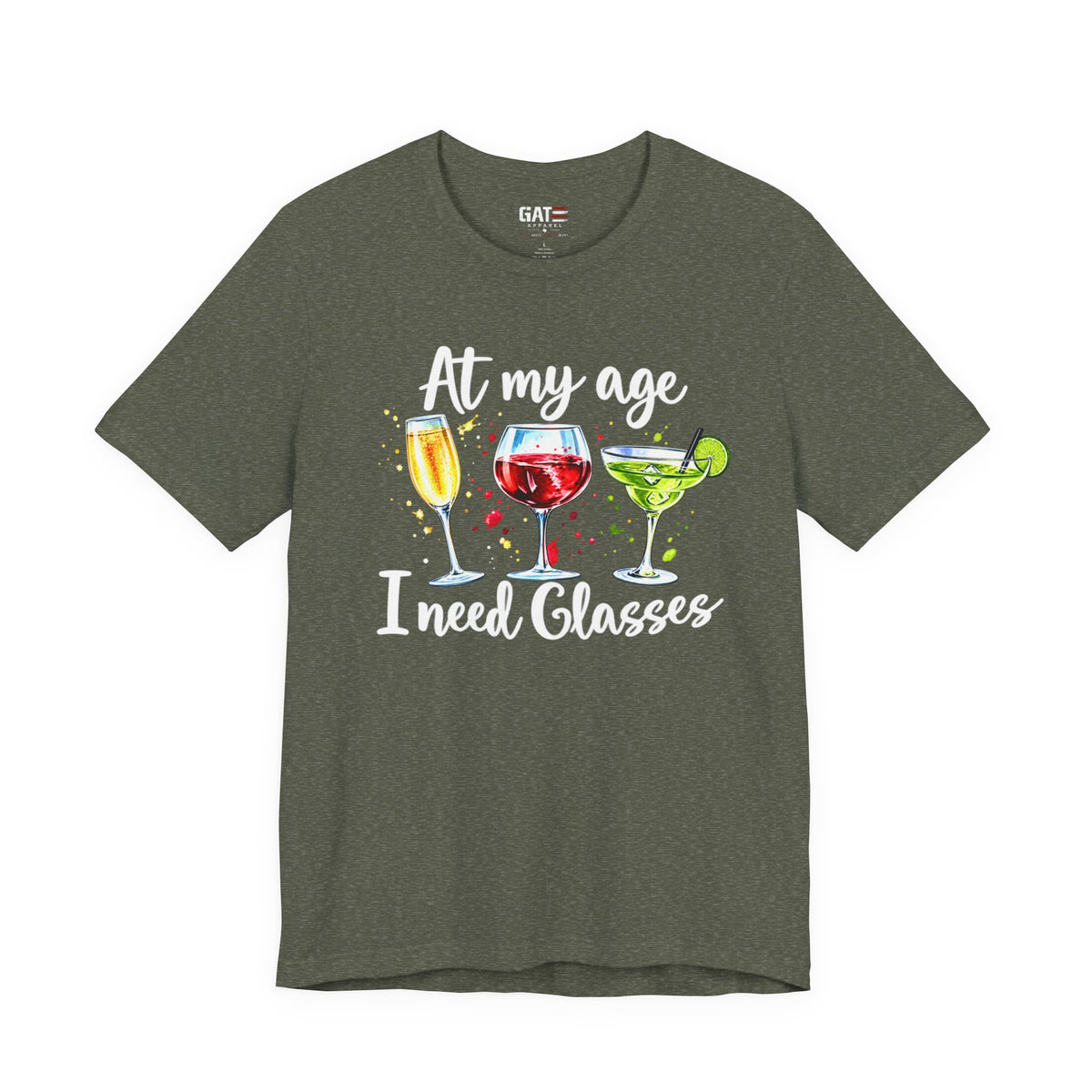 At My Age I Need Glasses humorous cocktail glasses graphic T-shirt - product image 3