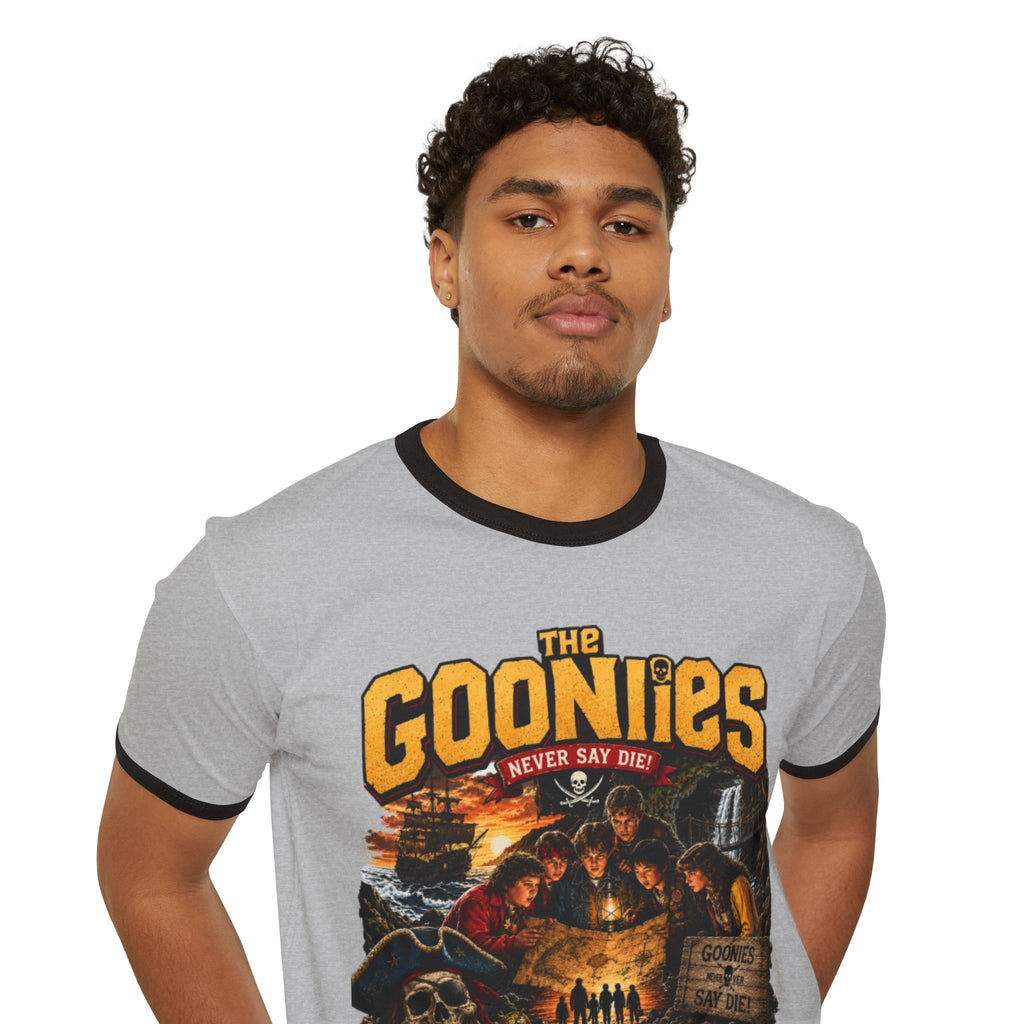 The Goonies Ringer T-Shirt - "Never Say Die" Retro Adventure Tee