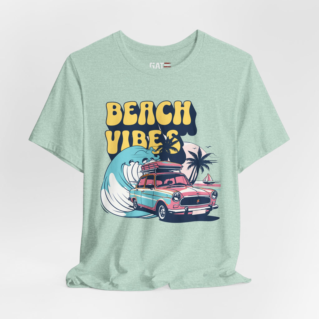 Beach Vibes Shirt, Retro Beach Tee, Vintage Summer Shirt, Coastal Vacation T Shirt, Surf Car Graphic Tee, Groovy Beach Lover Gift