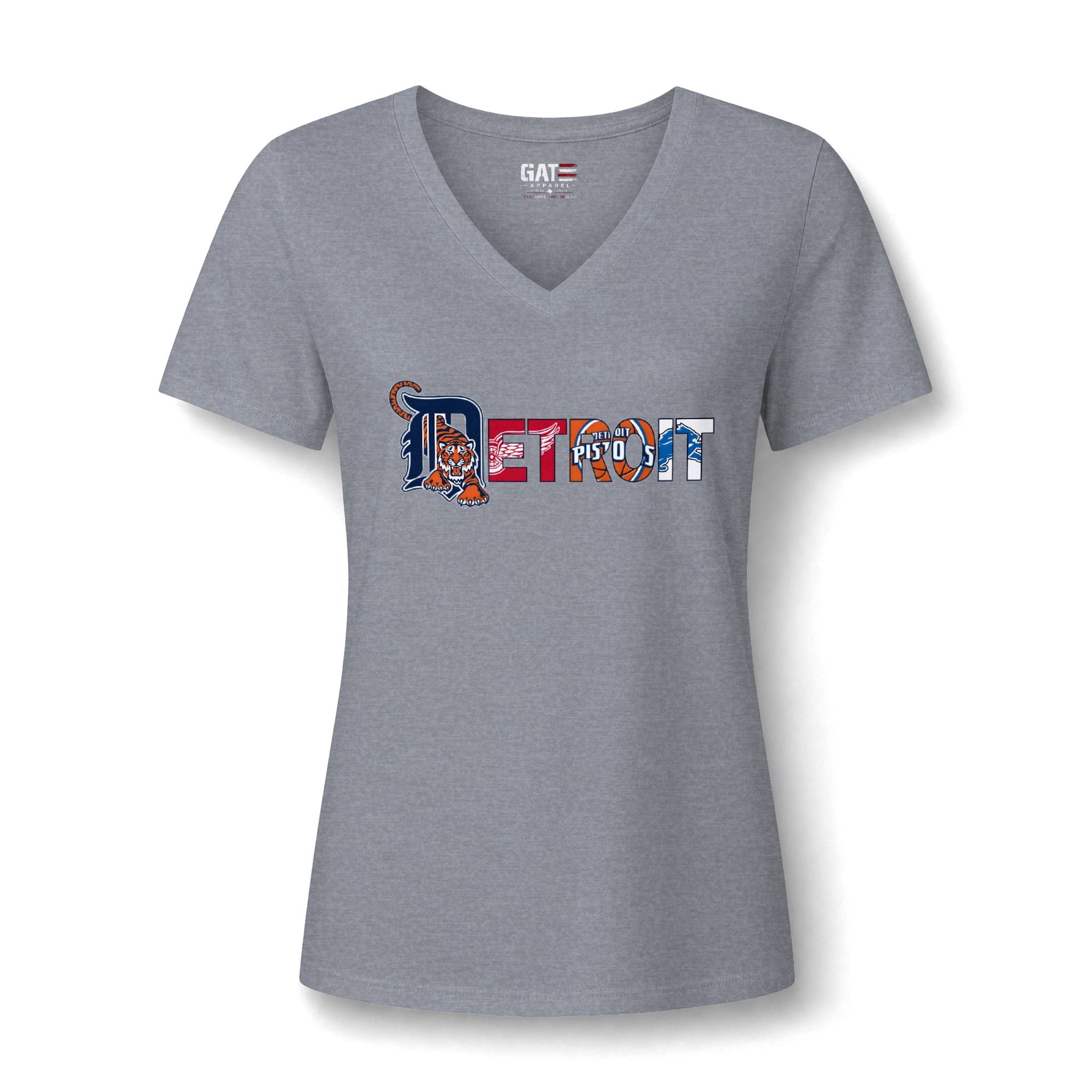 Detroit Sports Team Script V-Neck Tee