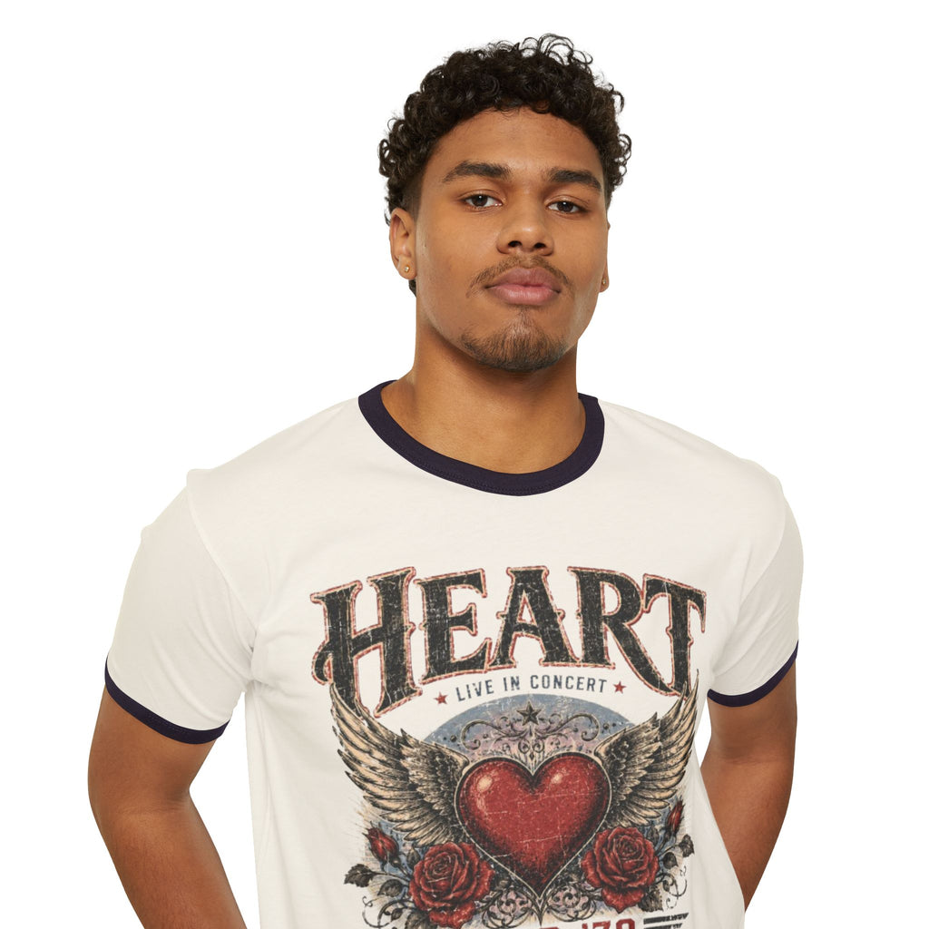 Heart Tour '79 Ringer T‑Shirt — Vintage Winged Heart Band Tee