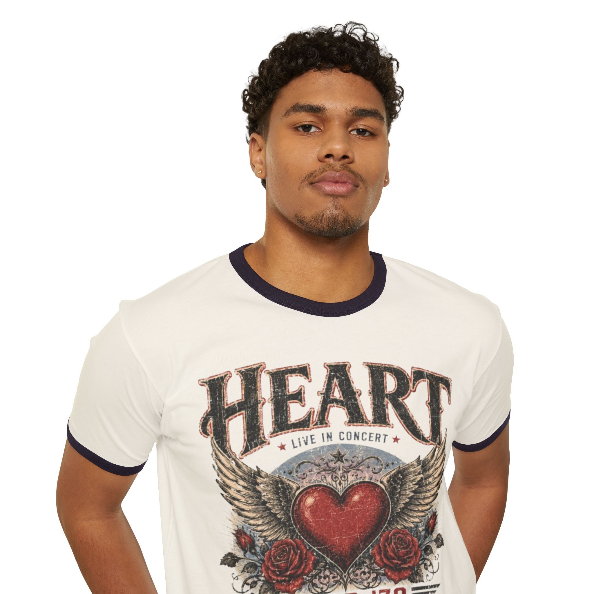 Heart Tour '79 Ringer T‑Shirt — Vintage Winged Heart Band Tee