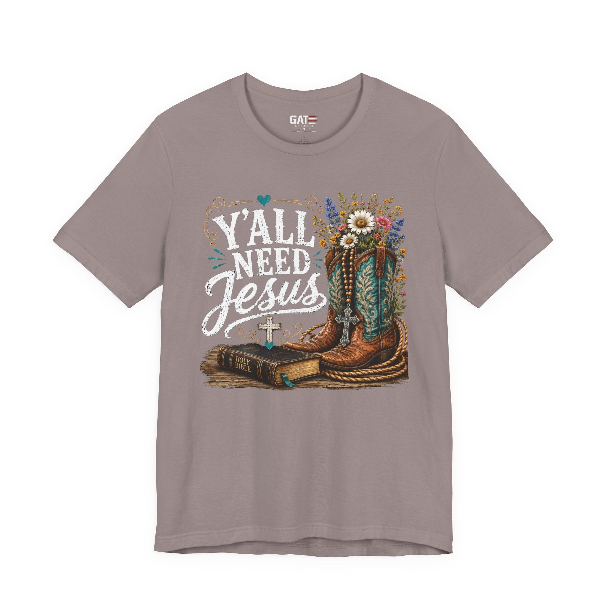 Y'all Need Jesus Shirt, Christian Western Shirt, Cowgirl Faith Tee, Cowboy Boots Floral Shirt, Country Christian Gift for Women