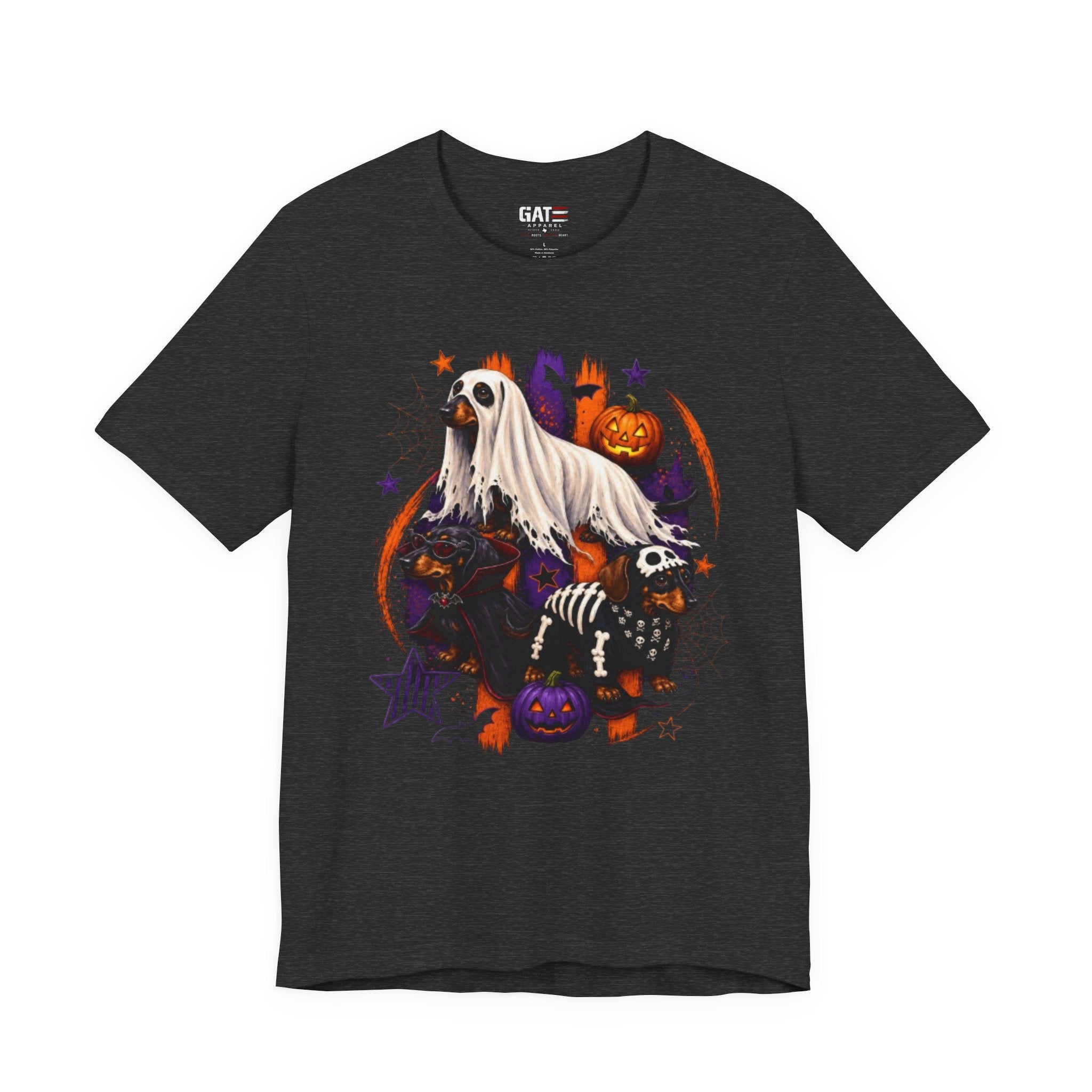 Halloween Dog Costume Tee — Ghost Dog & Pumpkin Crew Short Sleeve Shirt