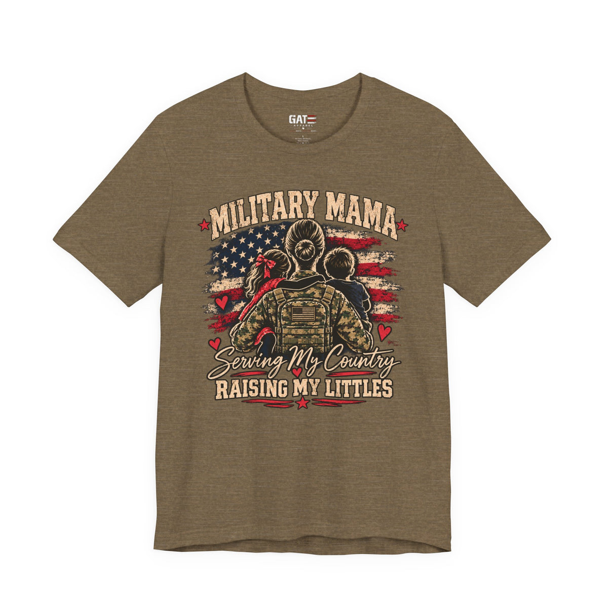 Military Mama T-Shirt – "Serving My Country, Raising My Littles" Patriotic Mom Tee
