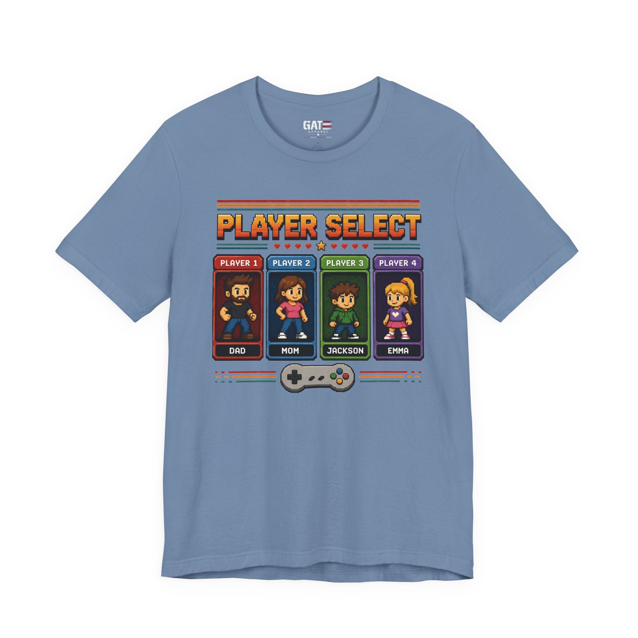 Personalized Gamer Family Shirt, Custom Family Gaming Shirt, Retro Video Game Family Tee, Gamer Dad Mom Kids Gift Shirt