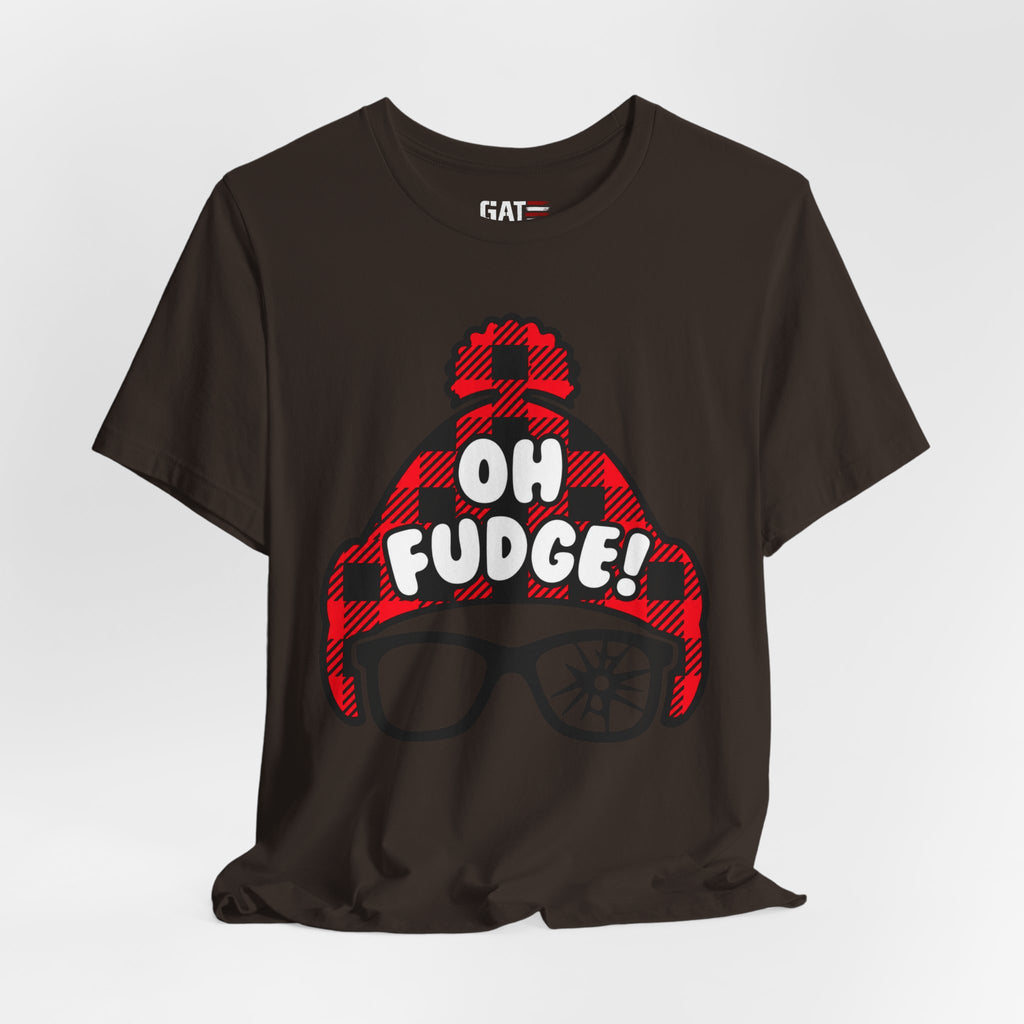 Oh Fudge! Plaid Beanie Graphic Tee — Funny Holiday Winter Shirt